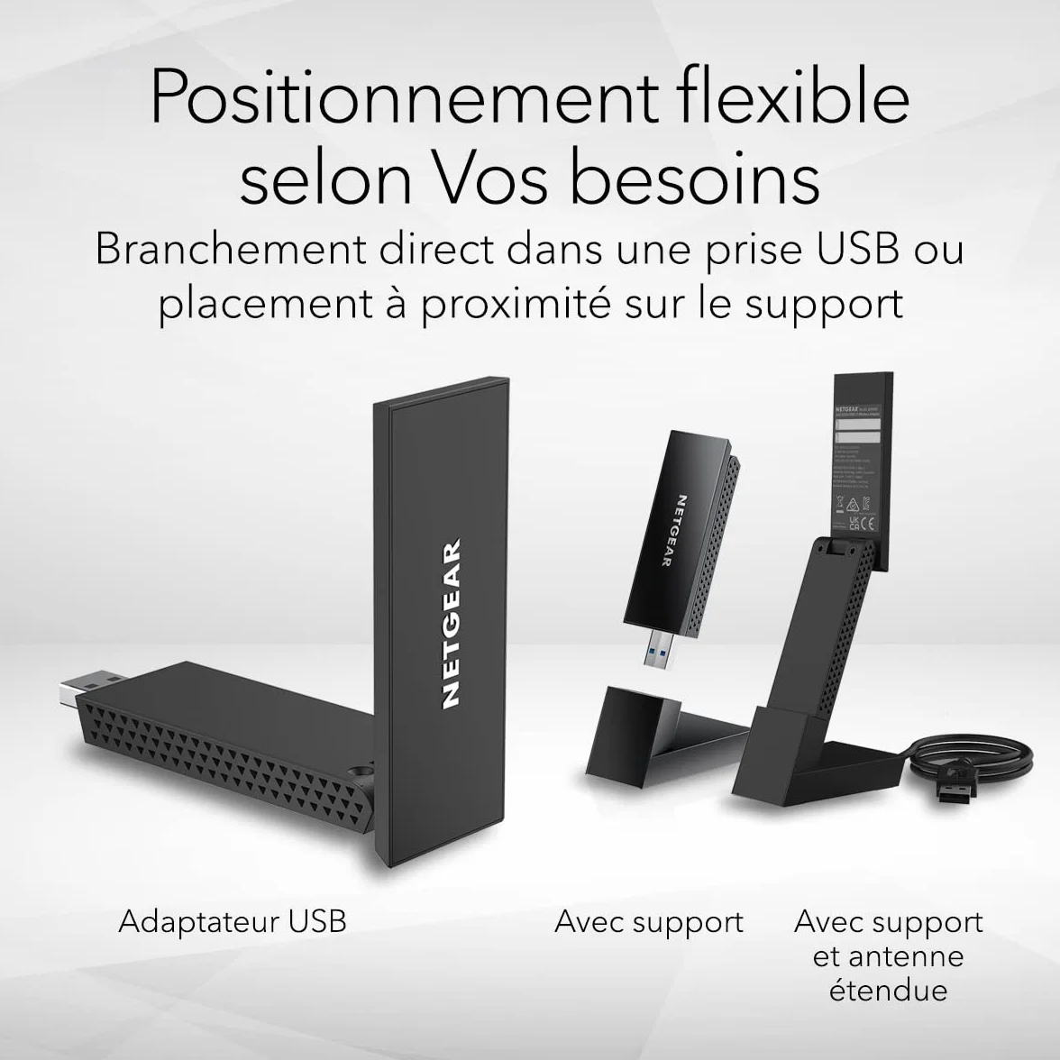 NETGEAR Nighthawk Clé WiFi USB A8000 Adaptateur USB Ethernet WiFi 6E AXE3000 Dongle WiFi sans Fil pour PC