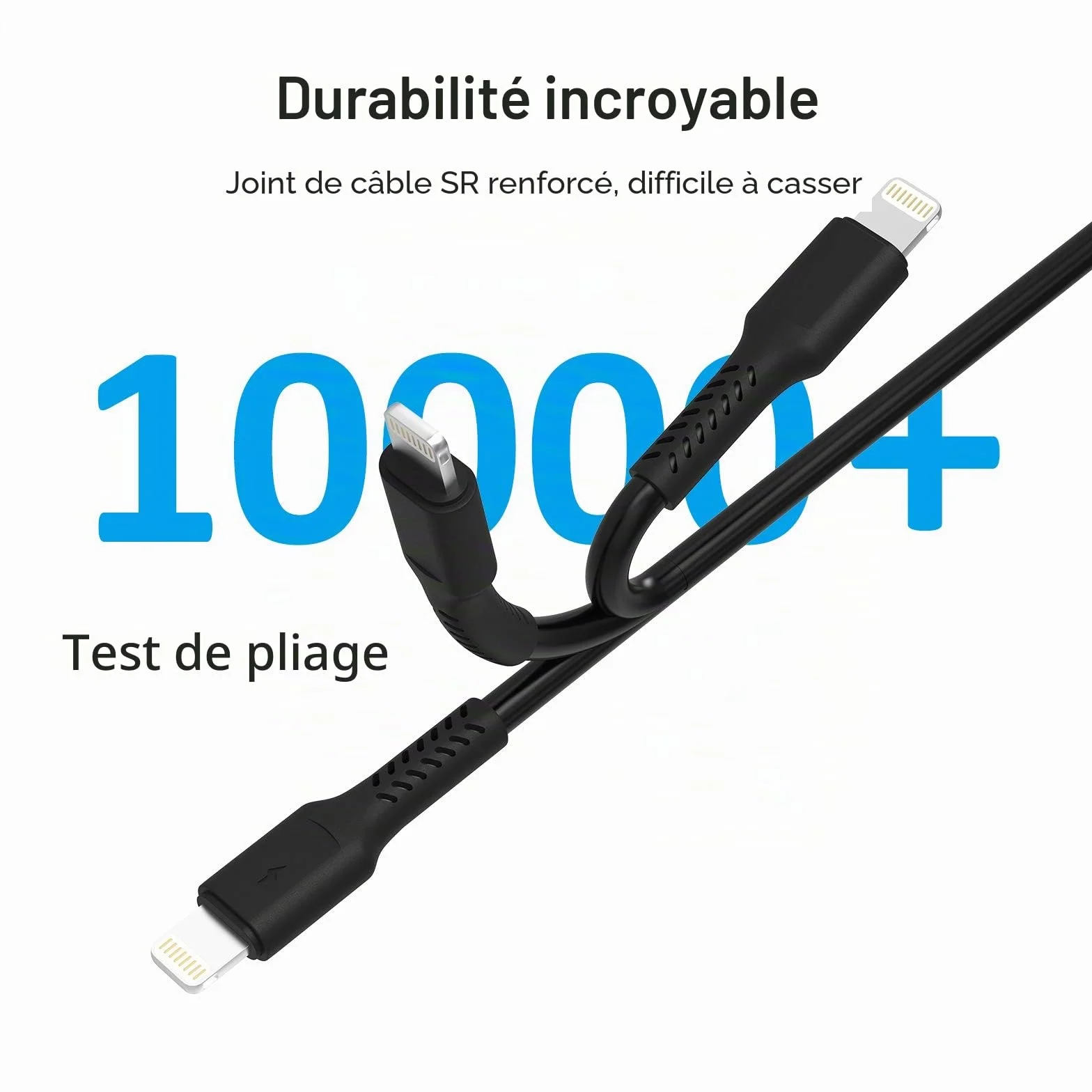 Lot de 5 Câble Lightning vers USB 20cm Charge Rapide pour iPhone - Noir
