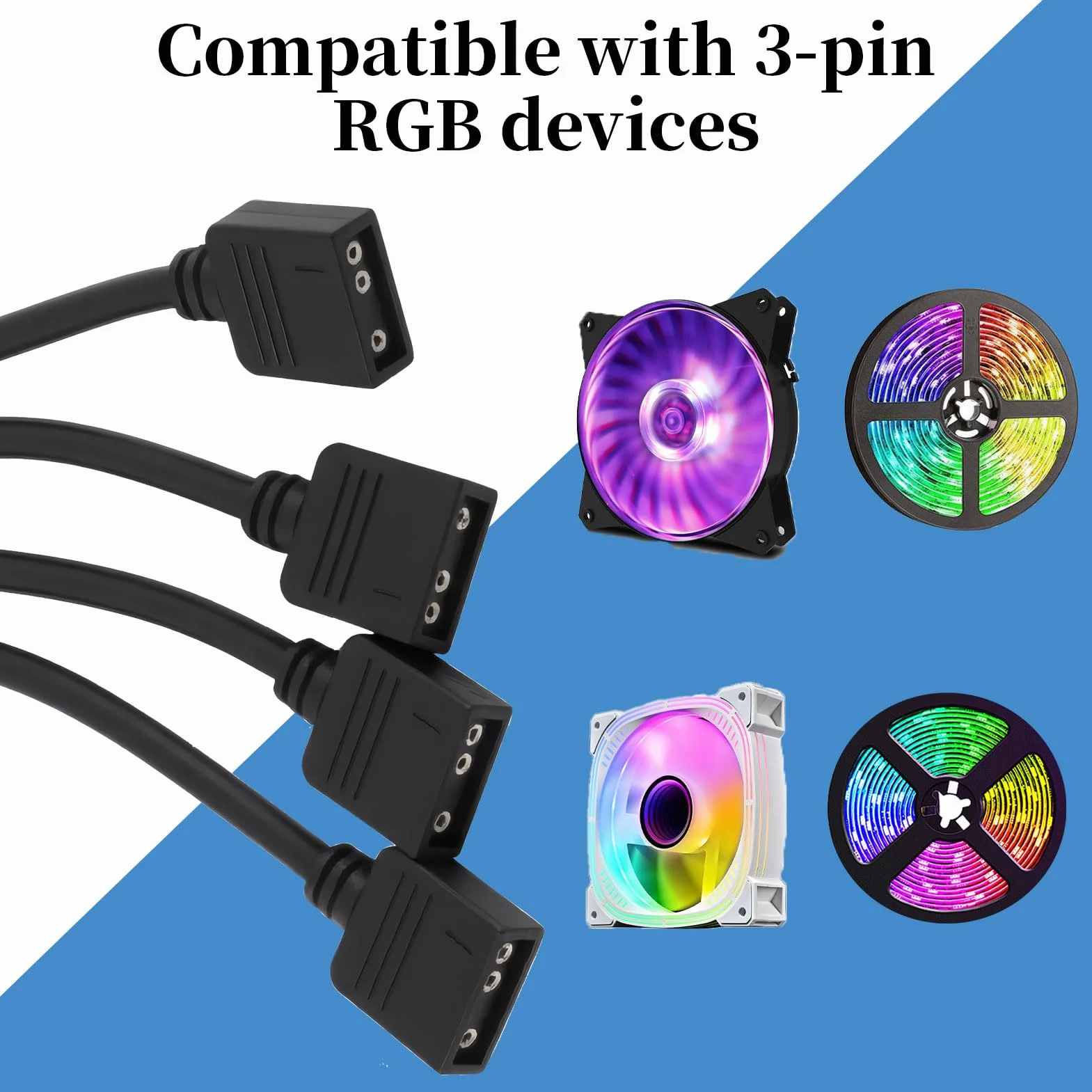 Hub ARGB 5V 3 Pin 1 vers 4 30 cm Câble Répartiteur Compatible ASUS MSI Gigabyte