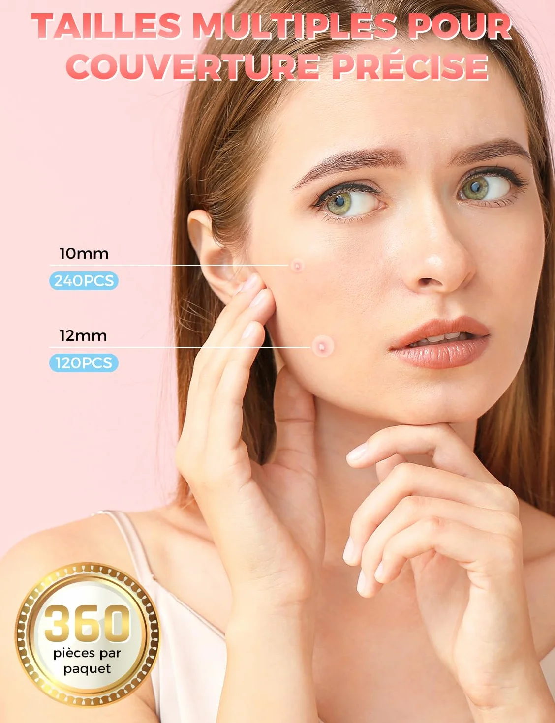 Hydrocolloïde Pimple Patch Invisible Imperméable 10MM 12MM 360 Patchs Acné