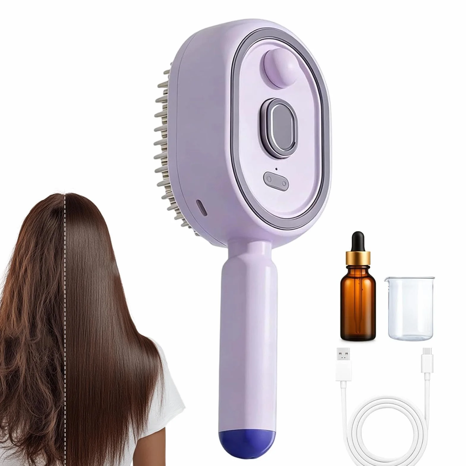 Brosse Vapeur Cheveux Peigne Lissant Nourrissant avec Spray Démêlant Lisseur Cheveux