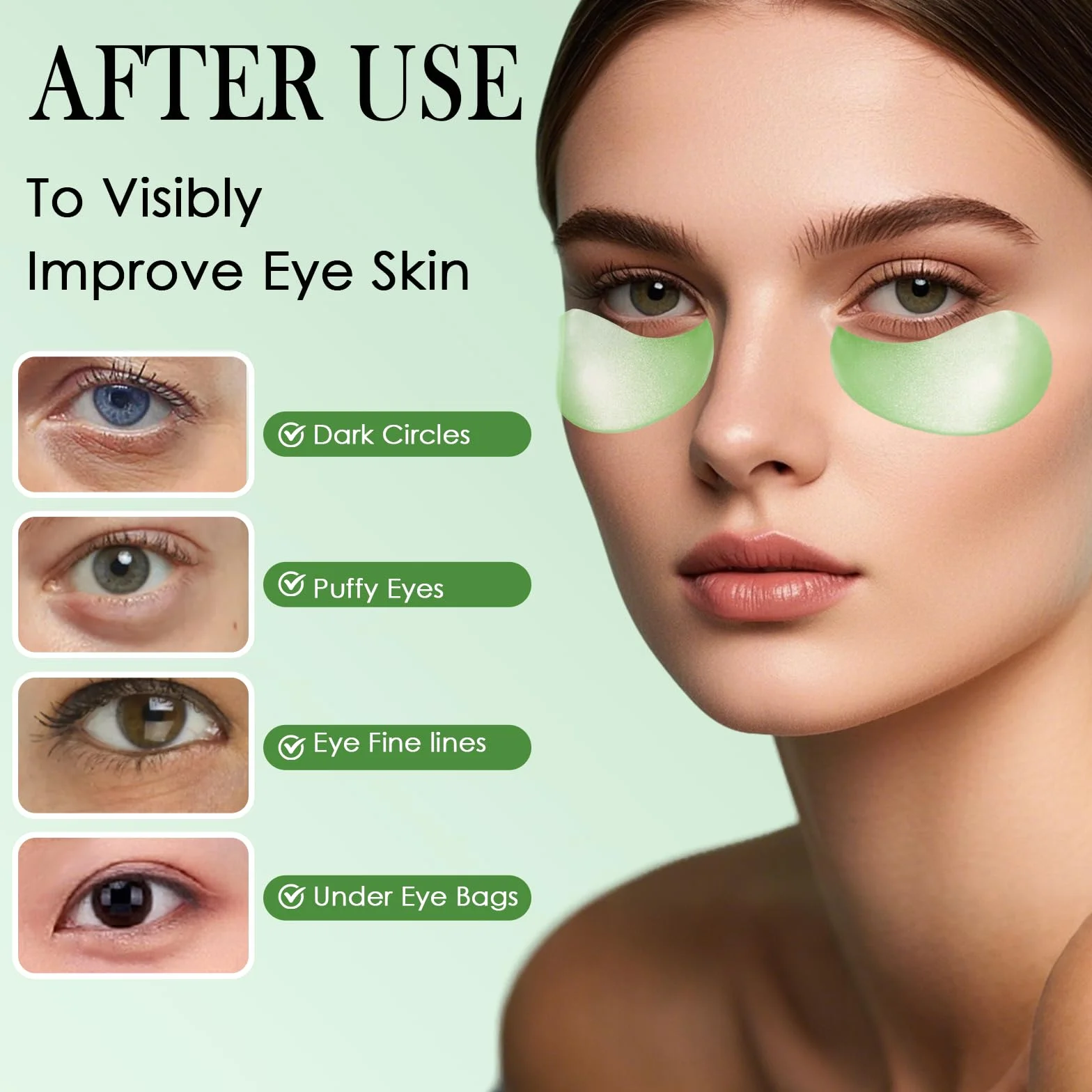 60 Pièces Patch Yeux Anti Cernes Aloe Vera, Masque pour les Yeux Éclaircir et Nourrir le Contour