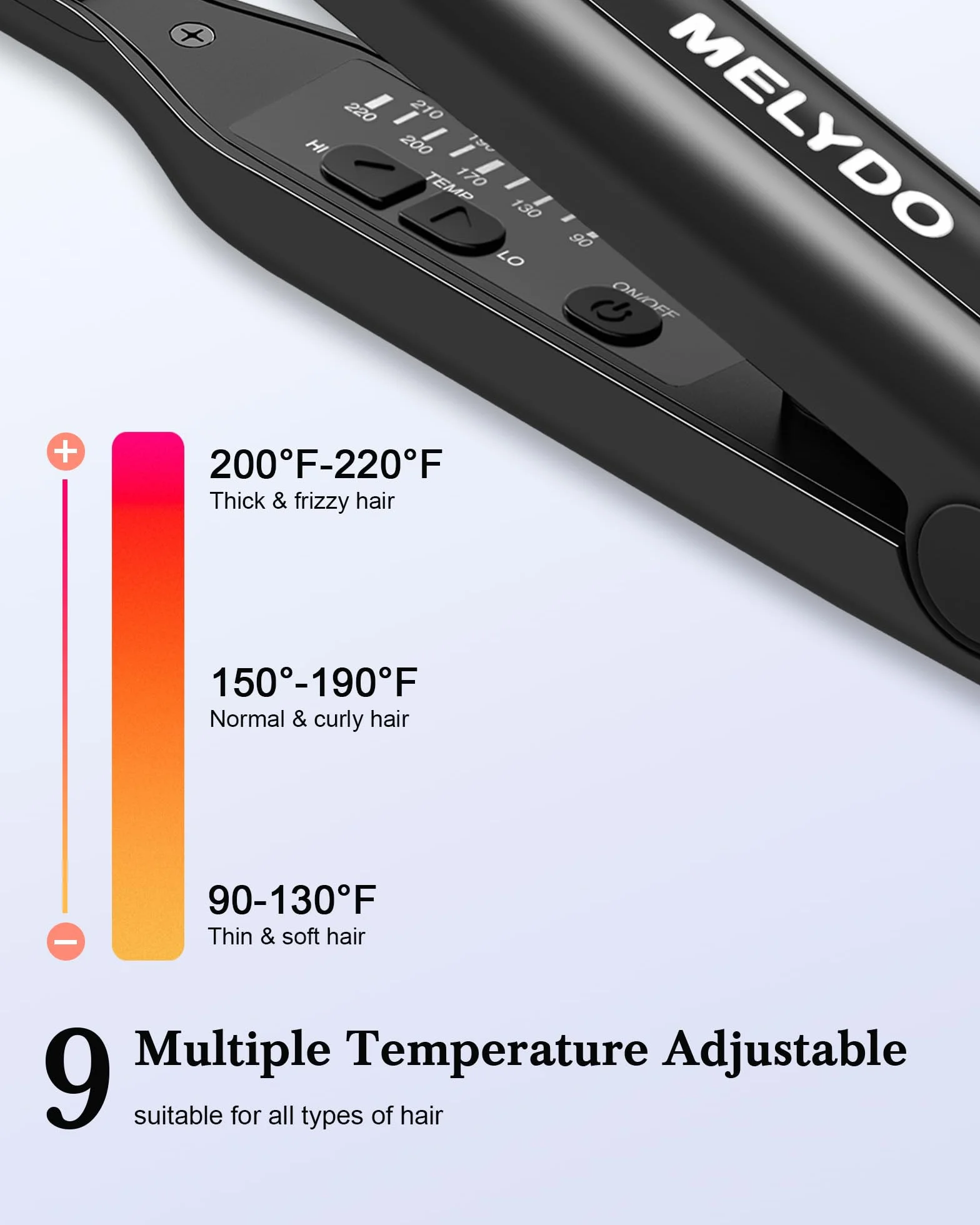 Mini Lisseur Cheveux Courts 2 en 1, Fer à Lisser et Boucler 3/10 Pouce, 9 Températures 90-220°C, Chauffage Rapide 15s, Double Voltage Voyage