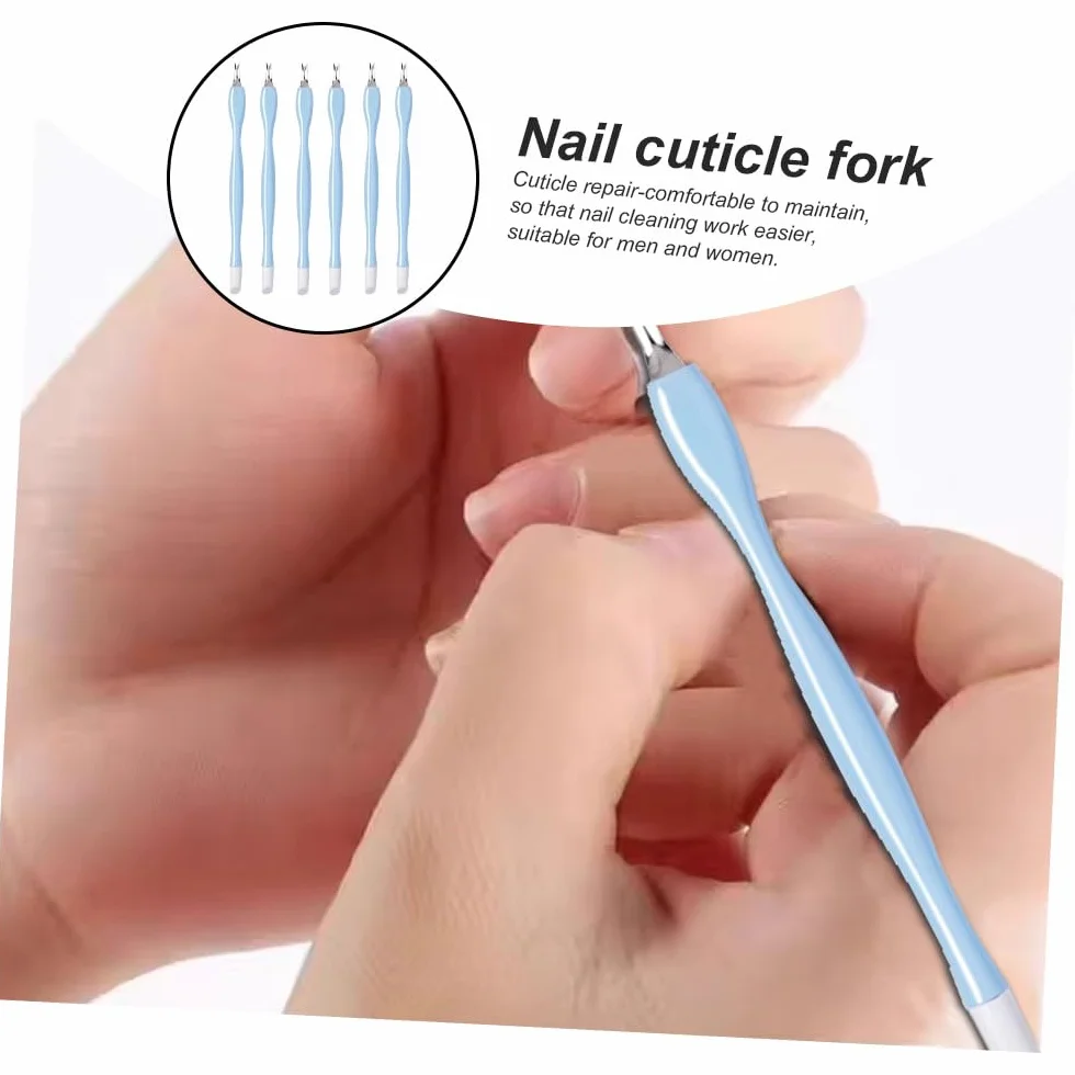 Cuticule à Ongles Fourches 6 Pcs Double Tête Pousseurs Cuticulaires Nail Art Manucure