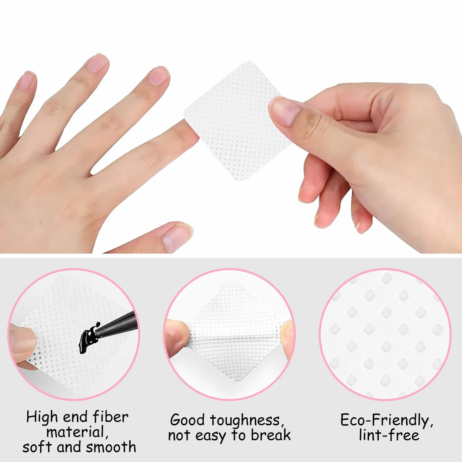 Coton Ongles Gel Non Pelucheux Lingettes 800 Pièces pour Manucure Pédicure UV Gel Vernis Remover