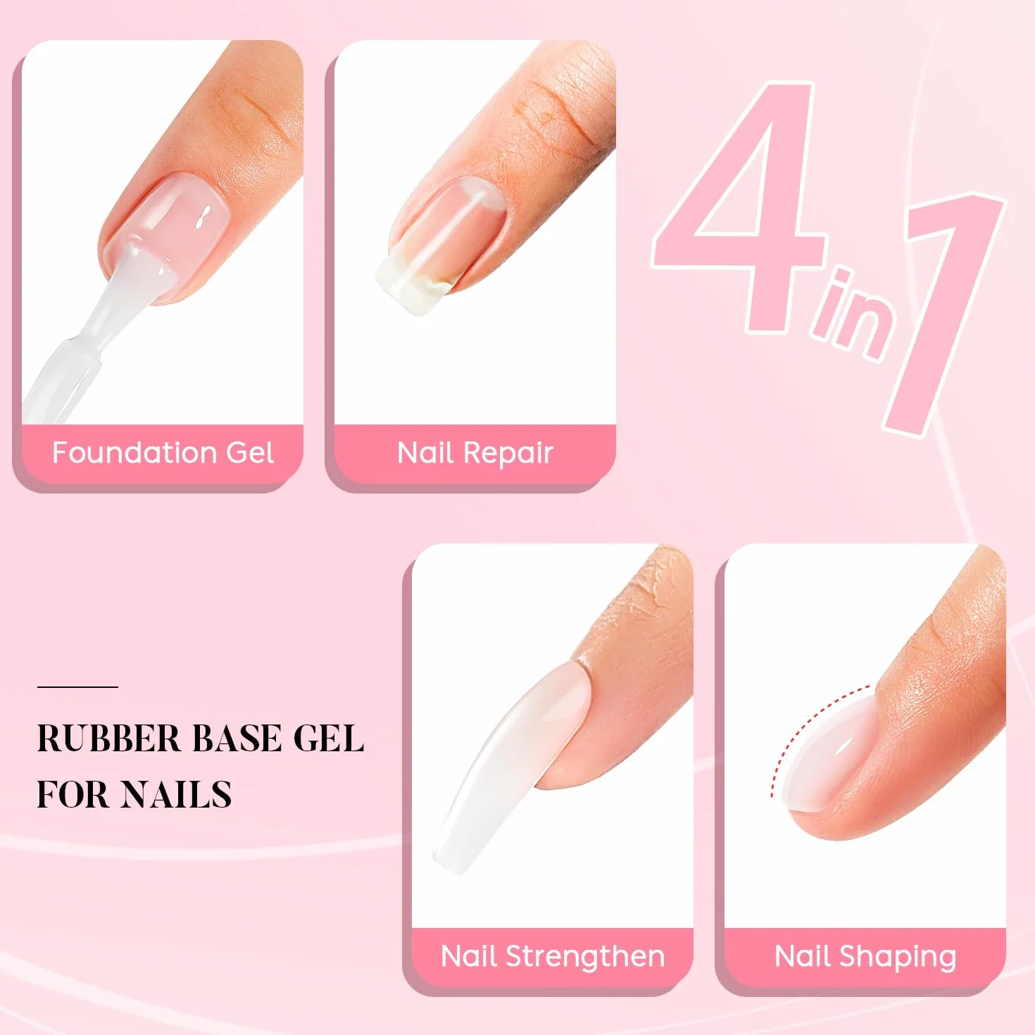 Nicedeco Rubber Base 15ML Clair Semi Permanent Gel Sans HEMA UV LED Gel Polish Renforcement Réparation Manucure Nail Art