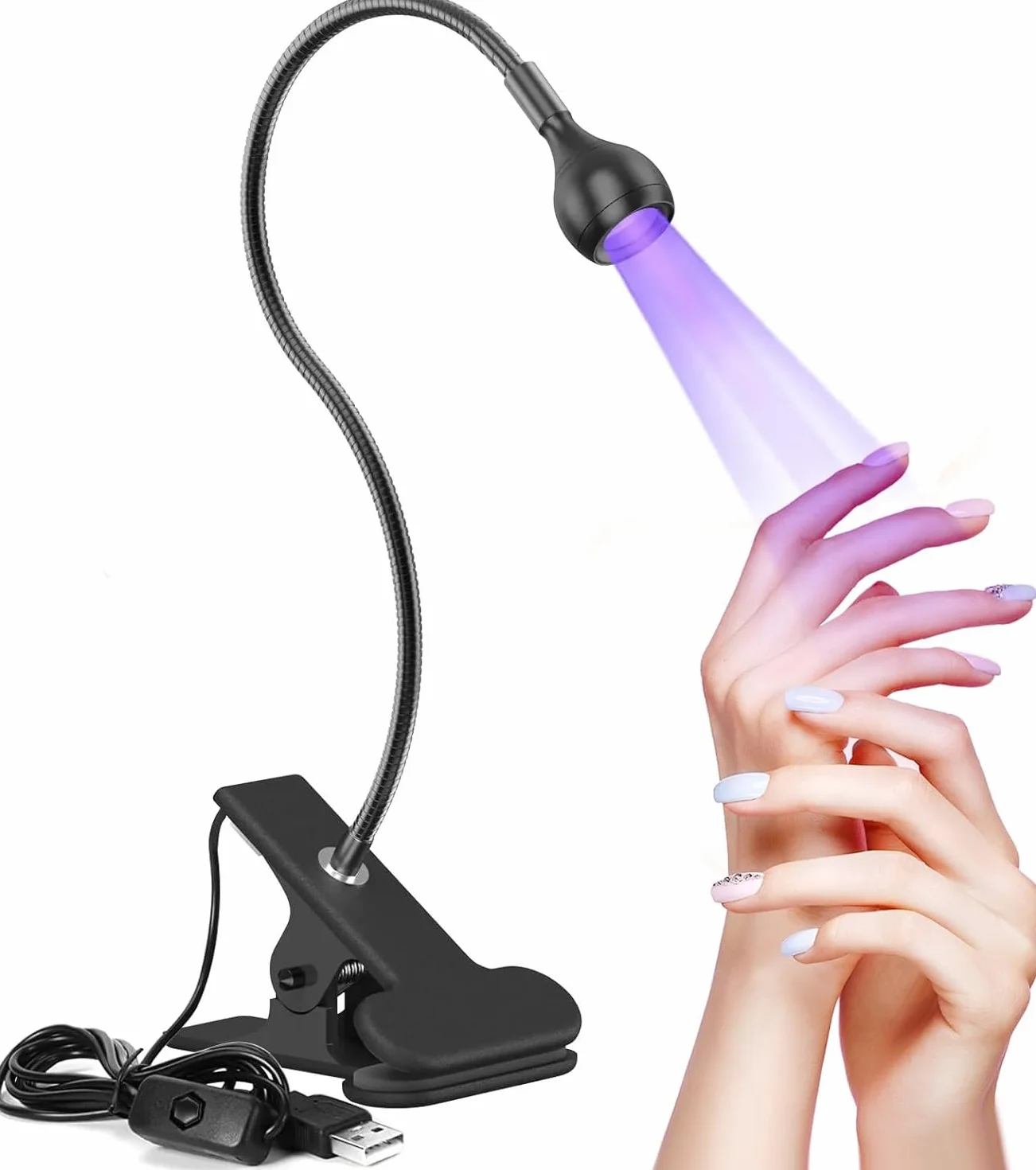 Lampe UV Ongles Gel 5W Mini Sèche Ongles Professionnel avec Tête Rotative 360°