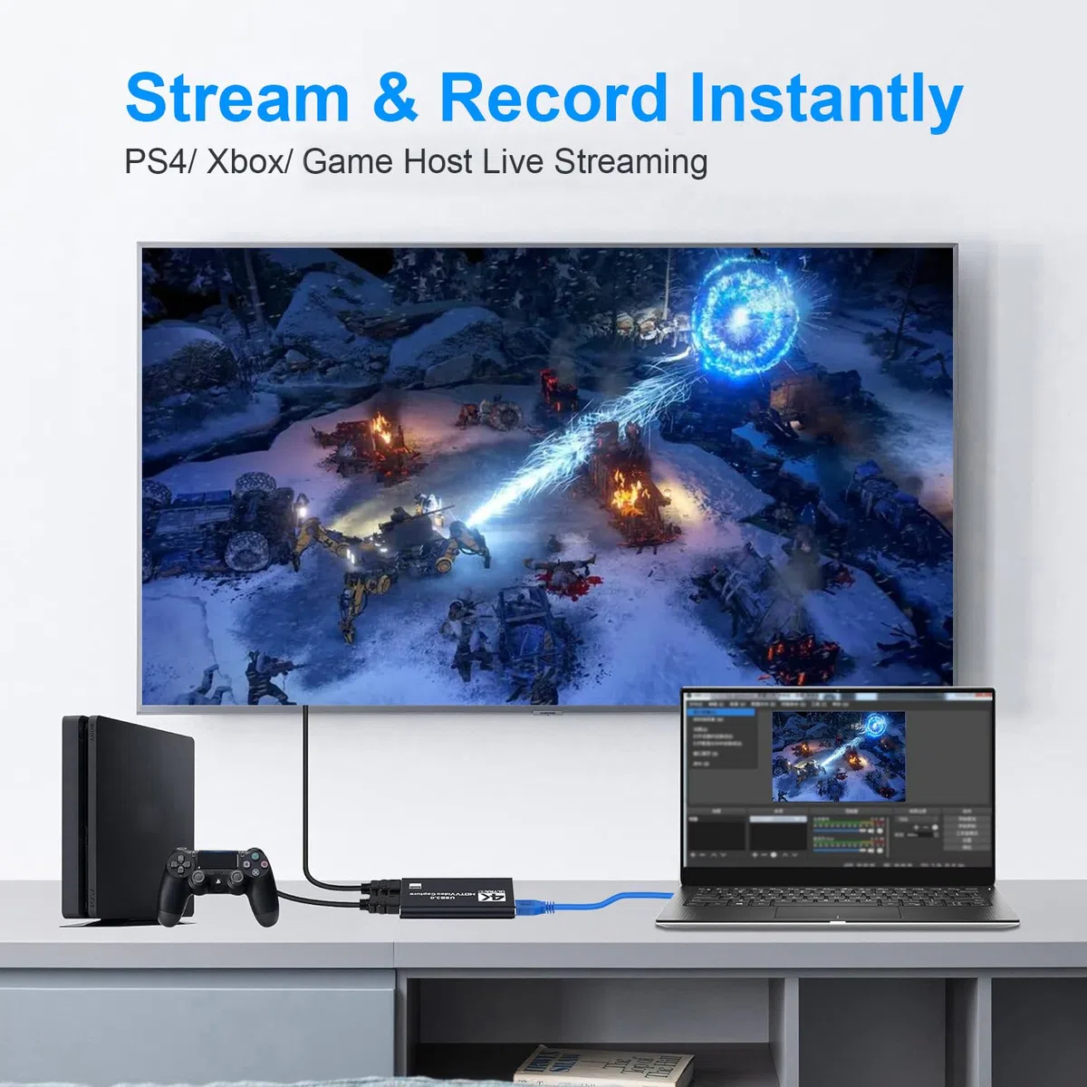 dobestyou Carte de Capture 4K pour Streaming, Enregistrement et Jeu - Appareil de Capture vidéo HDMI avec USB 3.0, 1080p 60 fps, zéro Latence pour PS5, Xbox, Switch, OBS, PC, Mac - Plug & Play, Aucun
