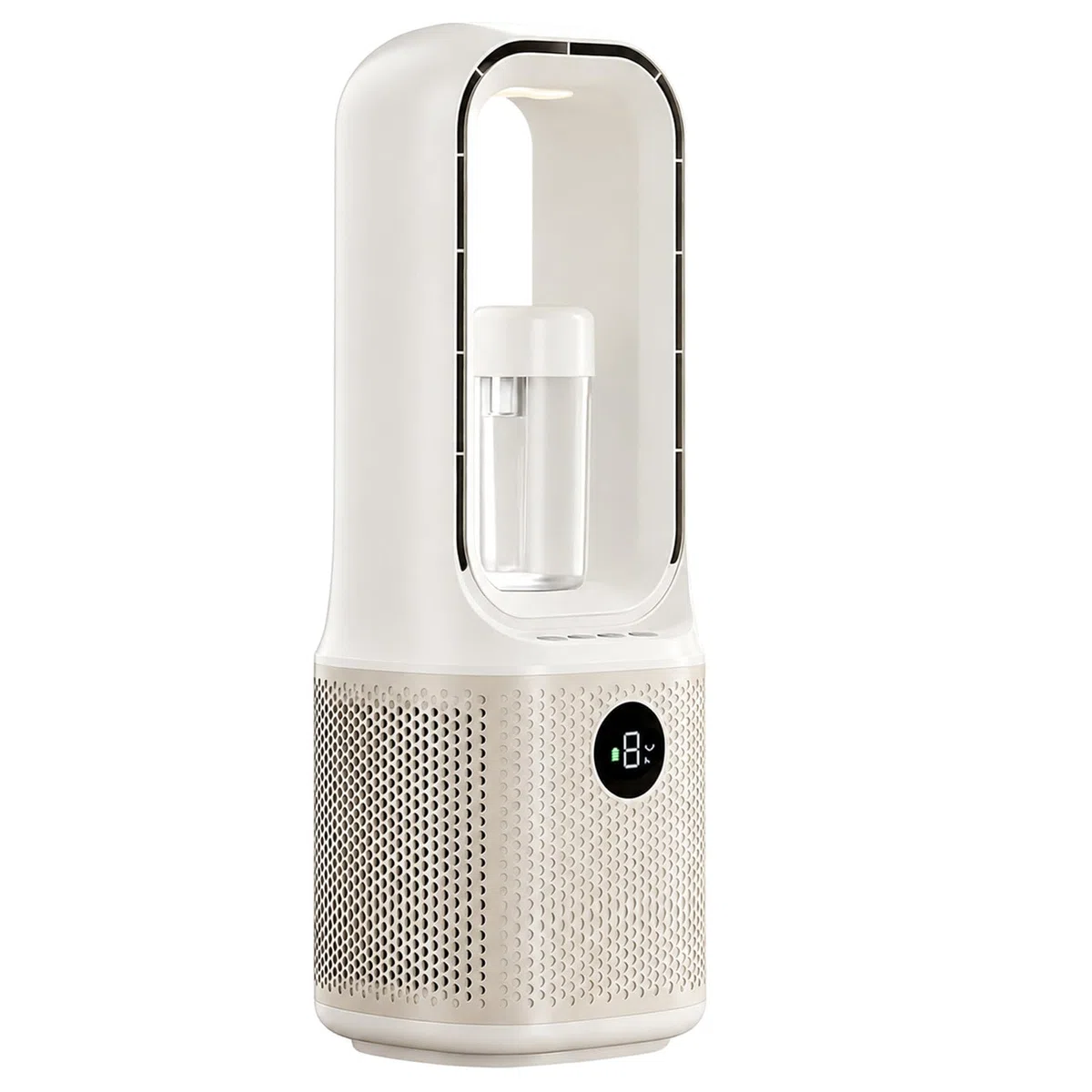 Ventilateur Colonne Sans Pale 3-en-1 36 x 14,6 cm 3500mAh Mini Ventilateur Rafraîchisseur d'Air Rechargeable USB avec Humidificateur 9 Vitesses Chambre/Bureau/Camping