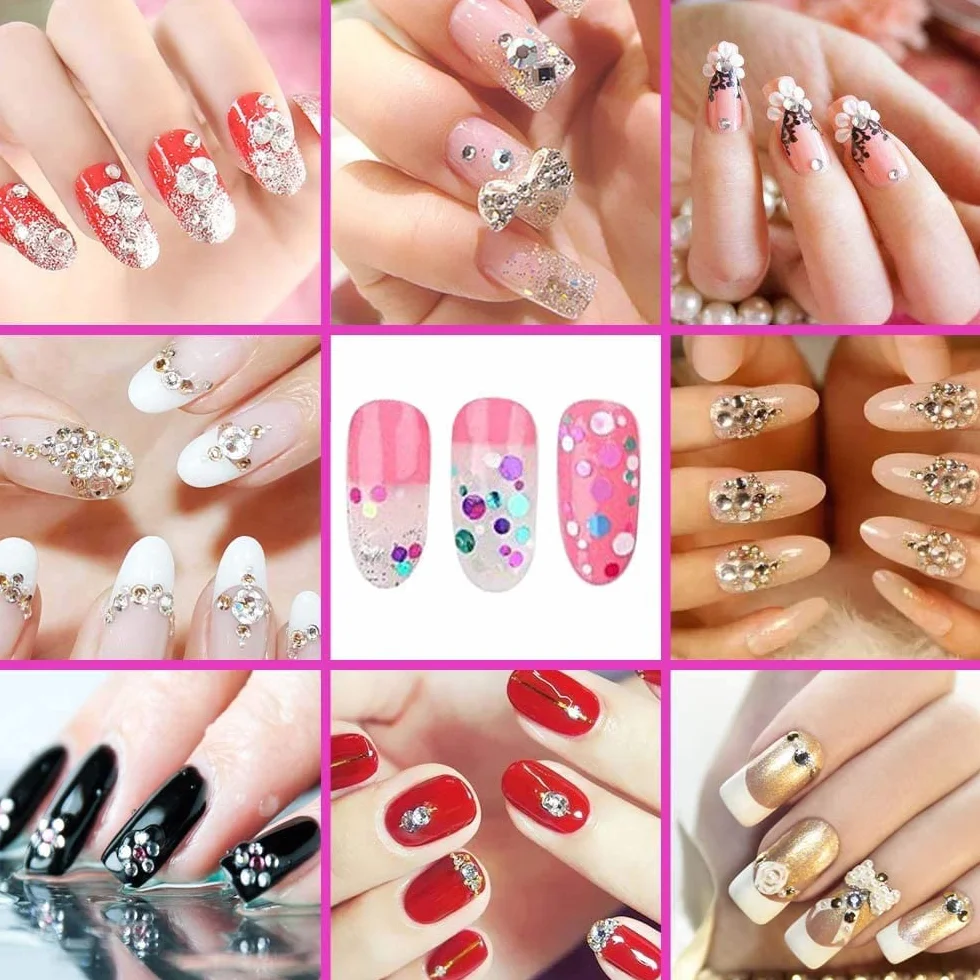 Strass art d'ongle 2500 pièces 2mm cristal rond à dos plat avec pincette pour nail art décoration ongles et bijoux