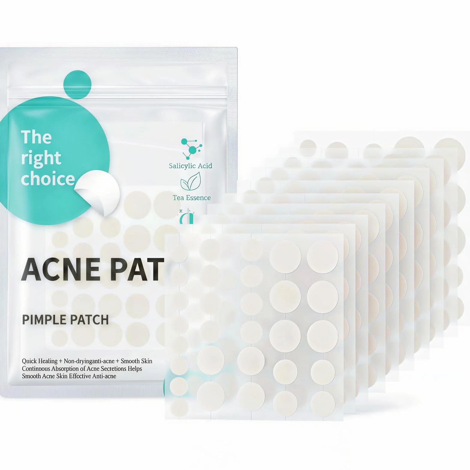 Hydrocolloïde Pimple Patches 300 Pièce, Invisible 2-In-1 Jour et Nuit avec Huile de Tea Tree & Acide Salicylique, Imperméable Transpirable