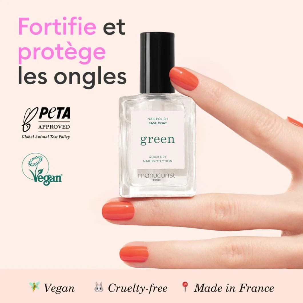 Manucurist Green Base Coat Base de Vernis à Ongles 9-free 15 ml Fabriqué en France