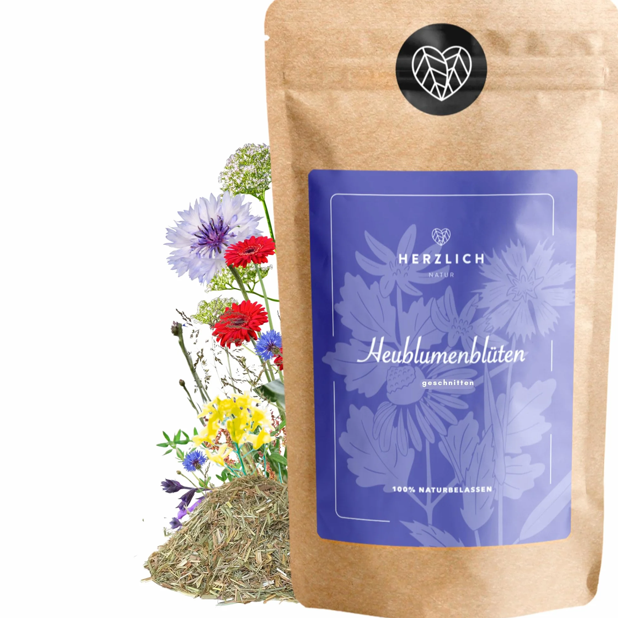 Fleurs de foin pour bain de grossesse, thé de bain, enveloppement et serviettes - préparation naissance, nature chaude (250)
