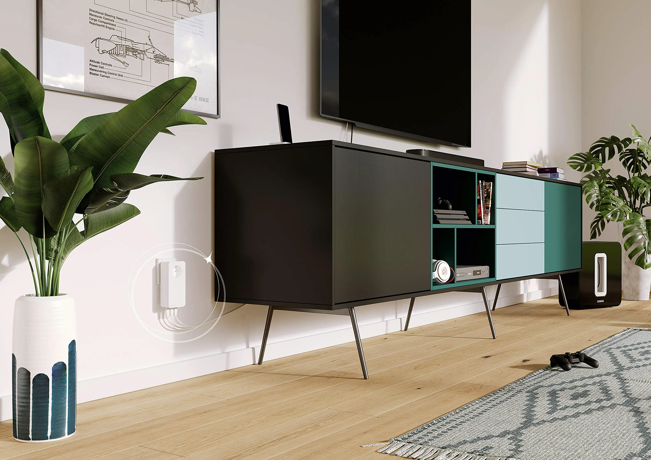 Devolo Magic 2 LAN Triple Adaptateur supplémentaire pour réseau Domestique Stable par câbles électriques, Technologie G.hn, 3 connexions LAN Gigabit, Blanc