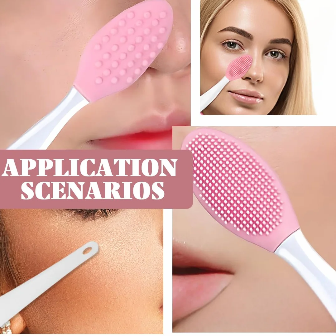 Brosses à gommage des lèvres en silicone double face nettoyage visage points noirs rose vert