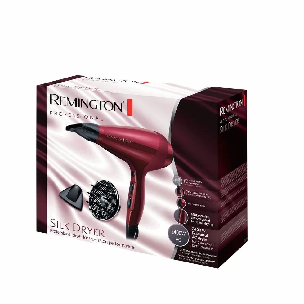 Remington Sèche-cheveux Professionnel Silk 2400W Turbo 140 km/h Ionique Céramique AC9096