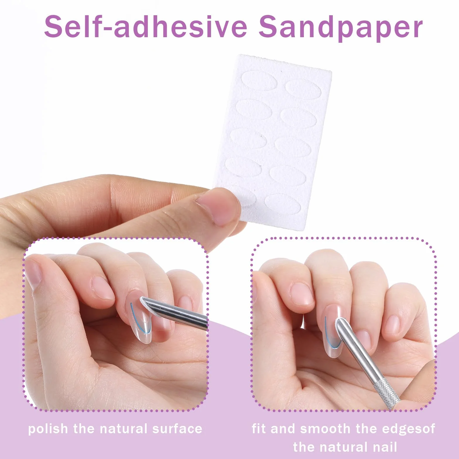TIESOME Repousse-cuticules double tête acier inoxydable 100 papiers abrasifs Kit manucure