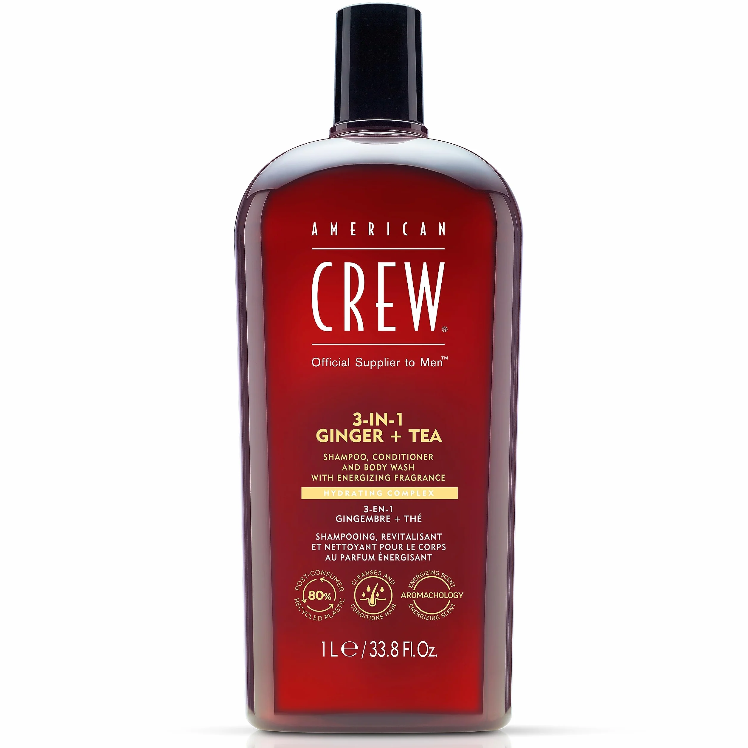American Crew Shampoing 3 en 1 Shampooing Après-Shampoing Gel Douche Cheveux Corps 1L