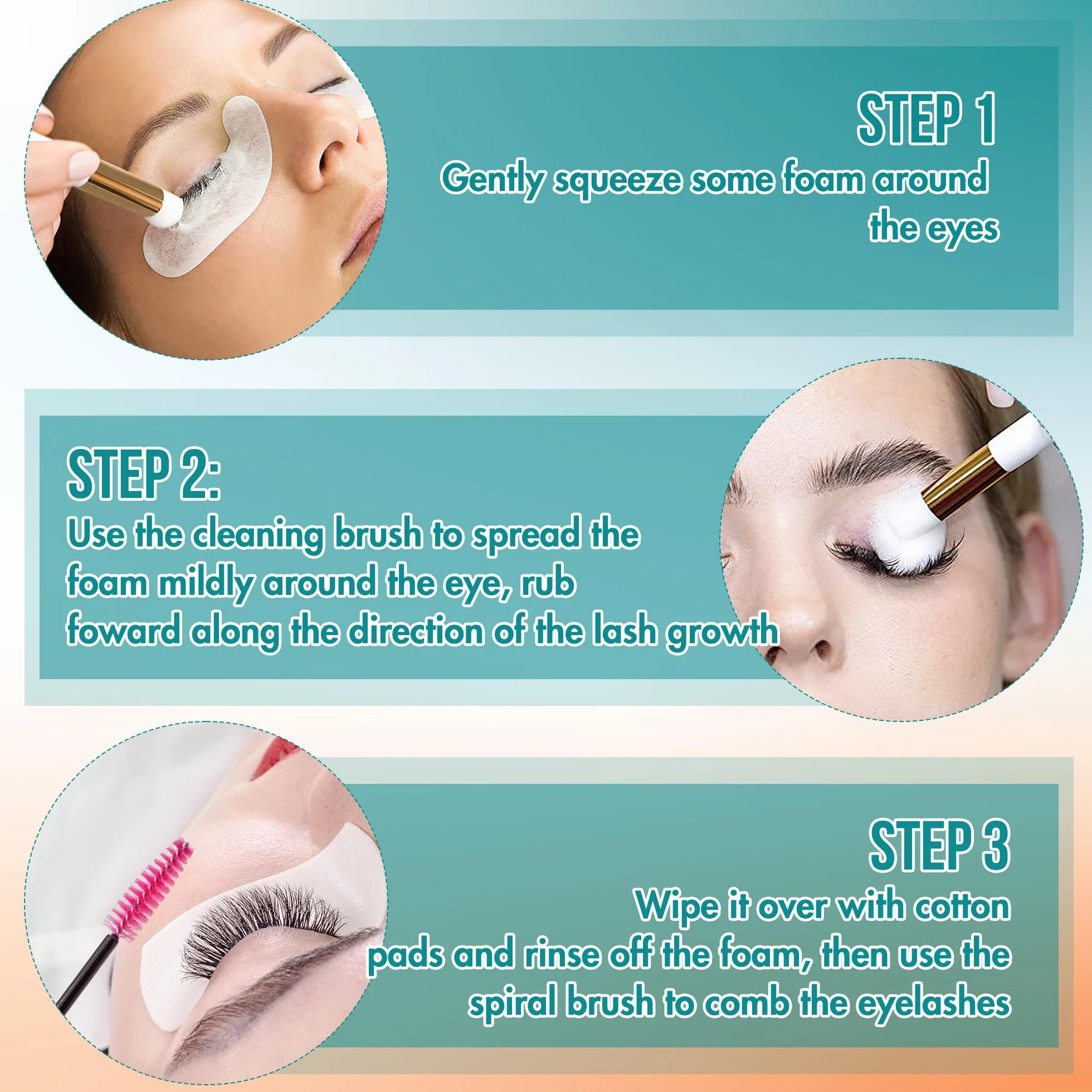 GEMERRY 60 ml Shampoing Cils Extension Nettoyant avec Brosse de Nettoyage