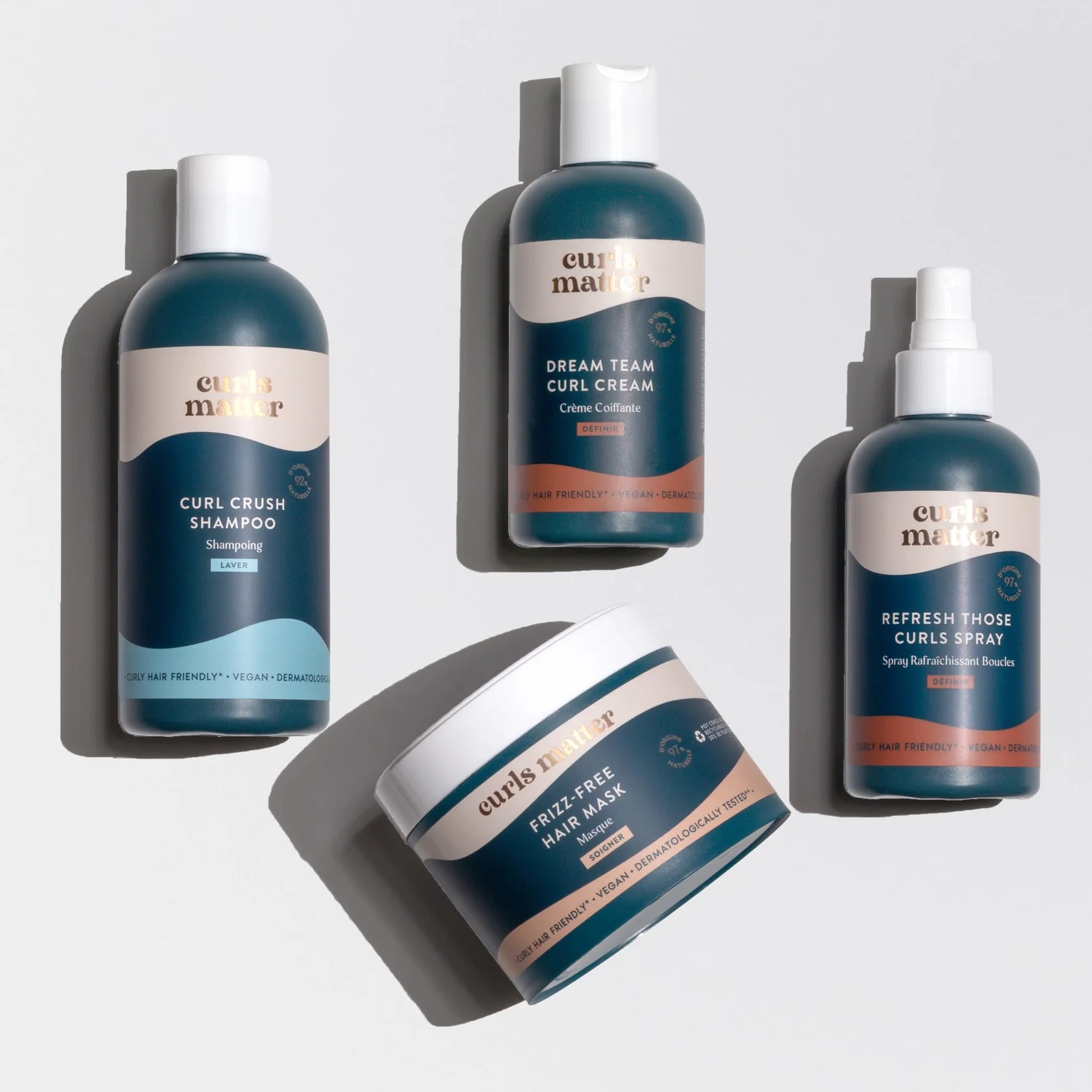 Curls Matter Kit Soin Cheveux Bouclés Routine Complète Boucles Souples Définies Hydratées 90% d'origine naturelle