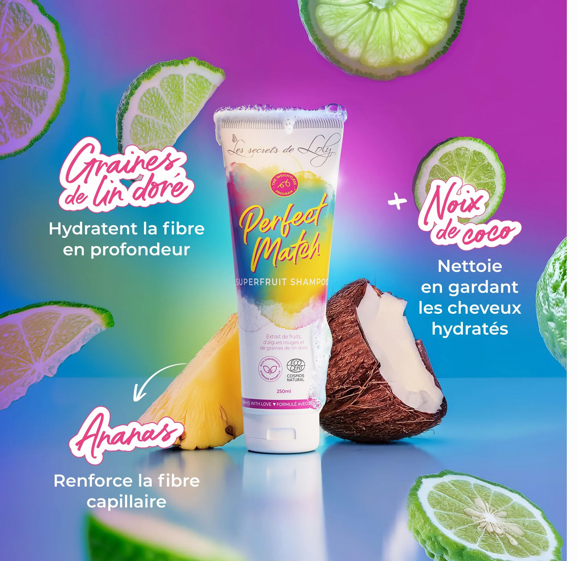 Les Secrets de Loly Perfect Match Shampooing sans Sulfate Cheveux Ondulés Bouclés Frisés 250 ml