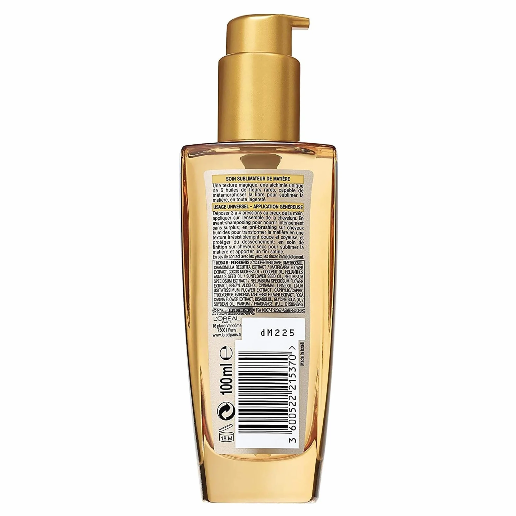 L'Oréal Paris Elseve Huile Extraordinaire Soin Sublimateur Universel Nourrissant Multi-Usages Sans Rinçage 100 ml