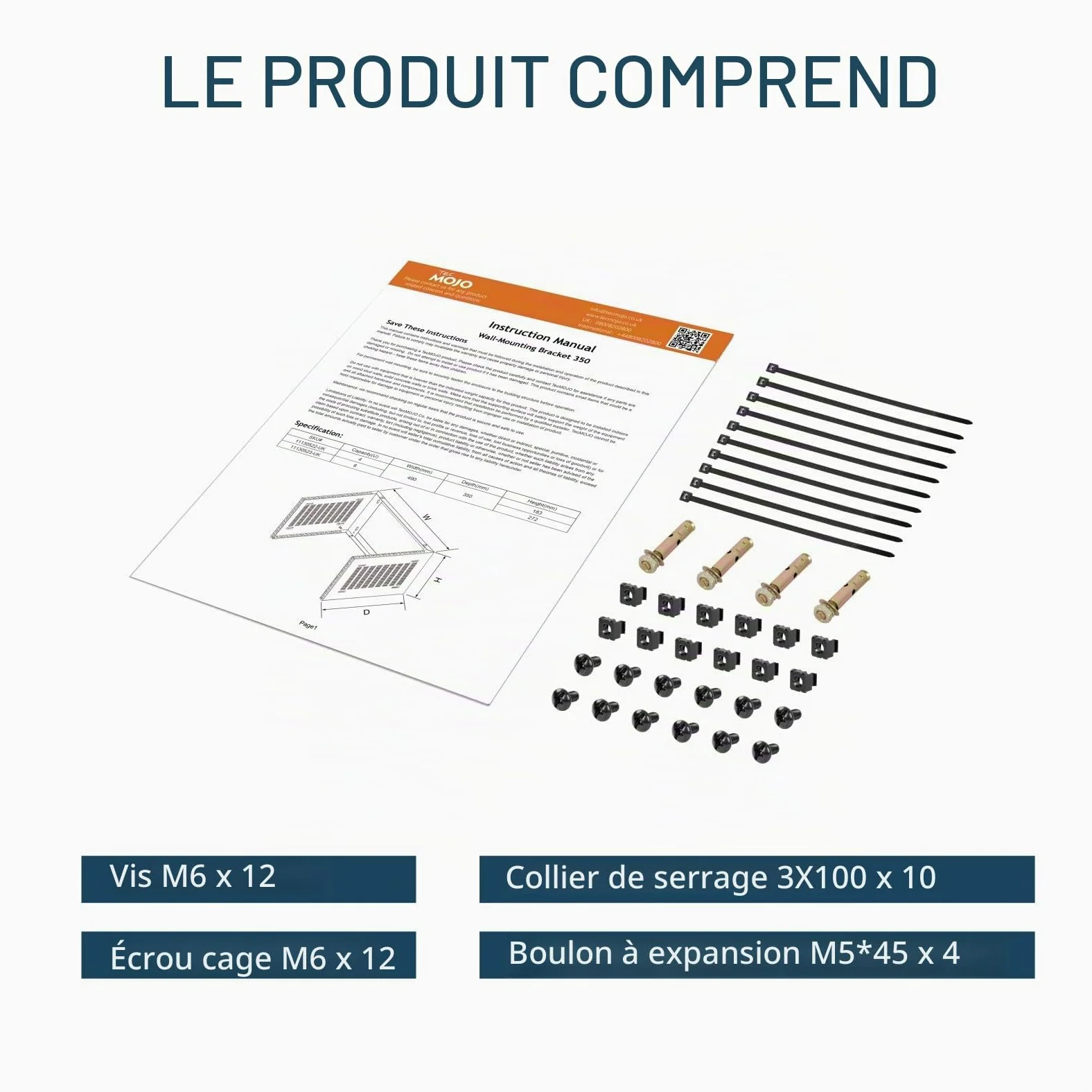 Tecmojo 19 Pouces 6U Armoire Réseau Murale, Profondeur 350mm, Support pour Panneau de Brassage, pour Équipements Informatiques Plats 19", Capacité de Charge 50kg, Noir
