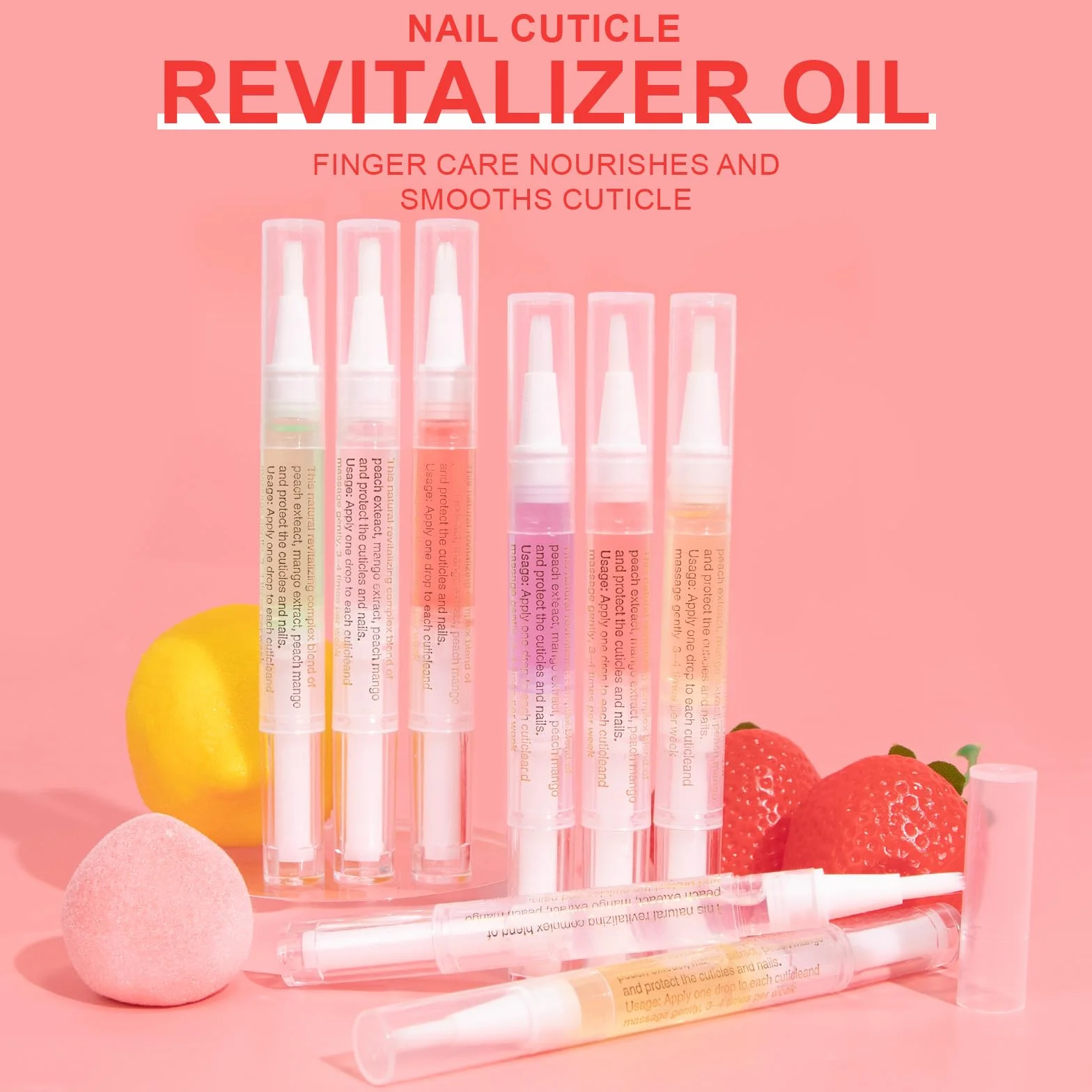 Stylo à huile à cuticules 3PCS avec lime à ongles pour réparer les ongles fissurés et secs