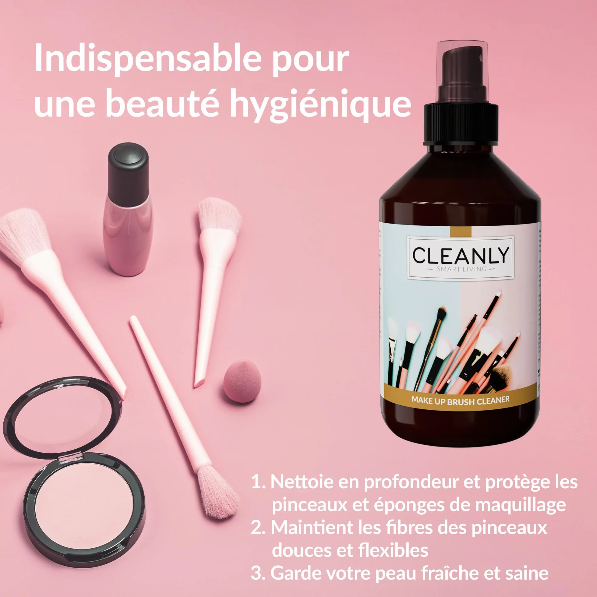 Makeup Brush Cleaner Spray Nettoyant Pinceaux Maquillage 250ml Vegan Sans Cruauté