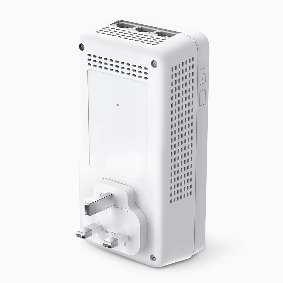 TP-Link Dual Band Gigabit AC1200 Powerline Adapter, Wi-FI Extender/Booster,Speed Up to 1300 Mbps, Extra Power Socket, Works with OneMesh, No Configuration Required, UK Plug (TL-WPA8631P),White