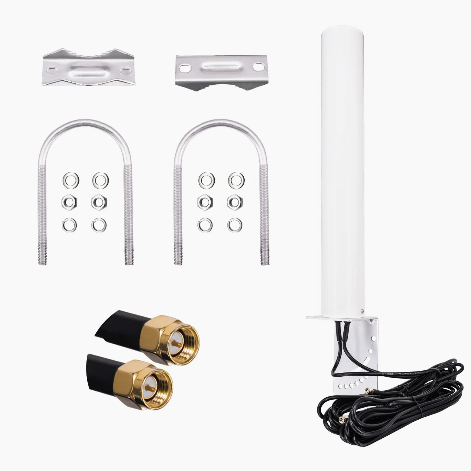 Antenne 4G LTE Exterieur Omnidirectionnel Connecteur SMA Mimo Omnidirectionnel 5M 14dBi 600-2700MHz 3G/4G LTE Antenne SMA Compatible pour Routeurs Téléphone à Domicile sans Fil Hotspot Mobile