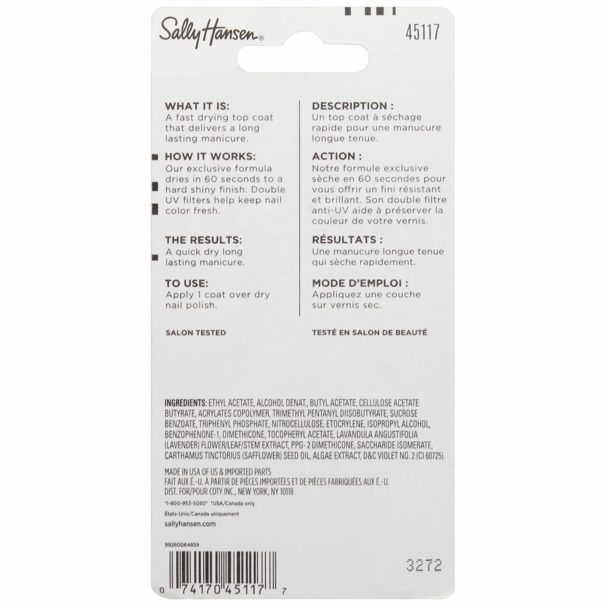 Sally Hansen Couche de finition instantanée 13 ml Pack Of 2