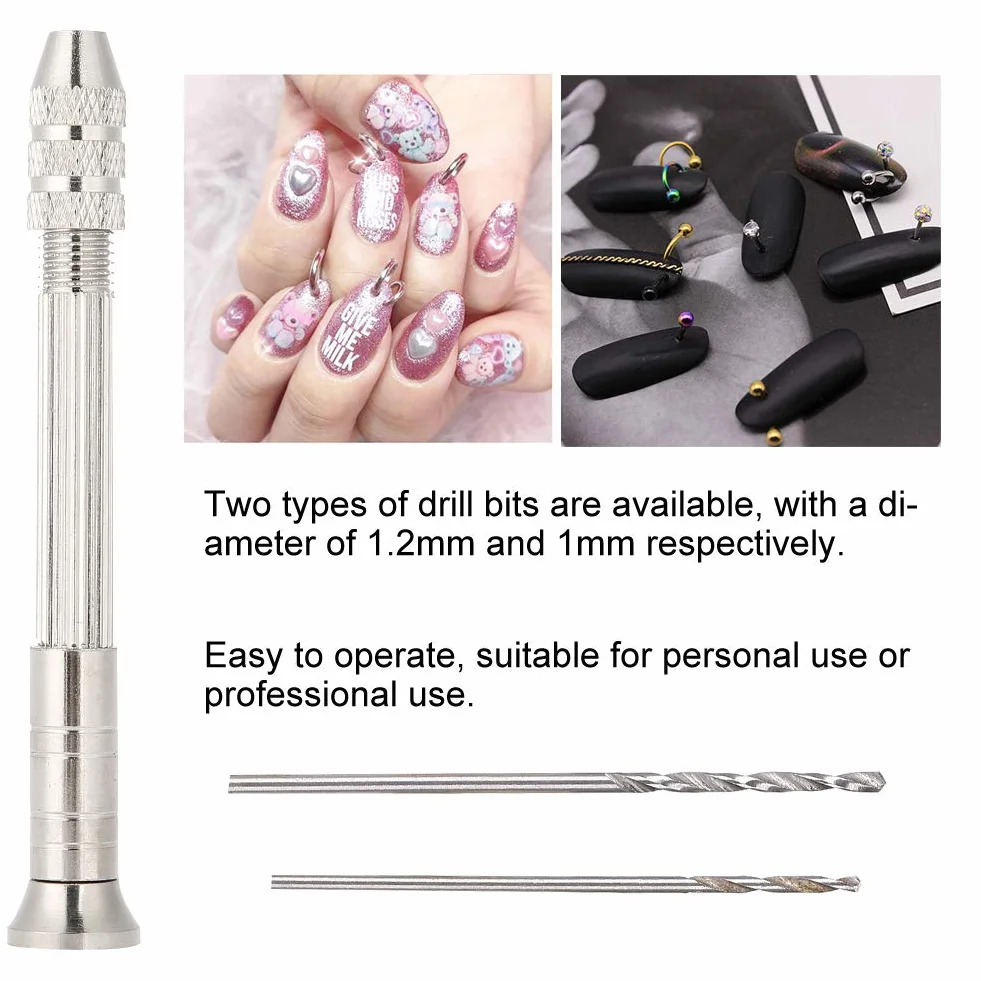 Piercing Ongles Nail Art Outil Manuel de Perforation pour Nail Art DIY Manucure