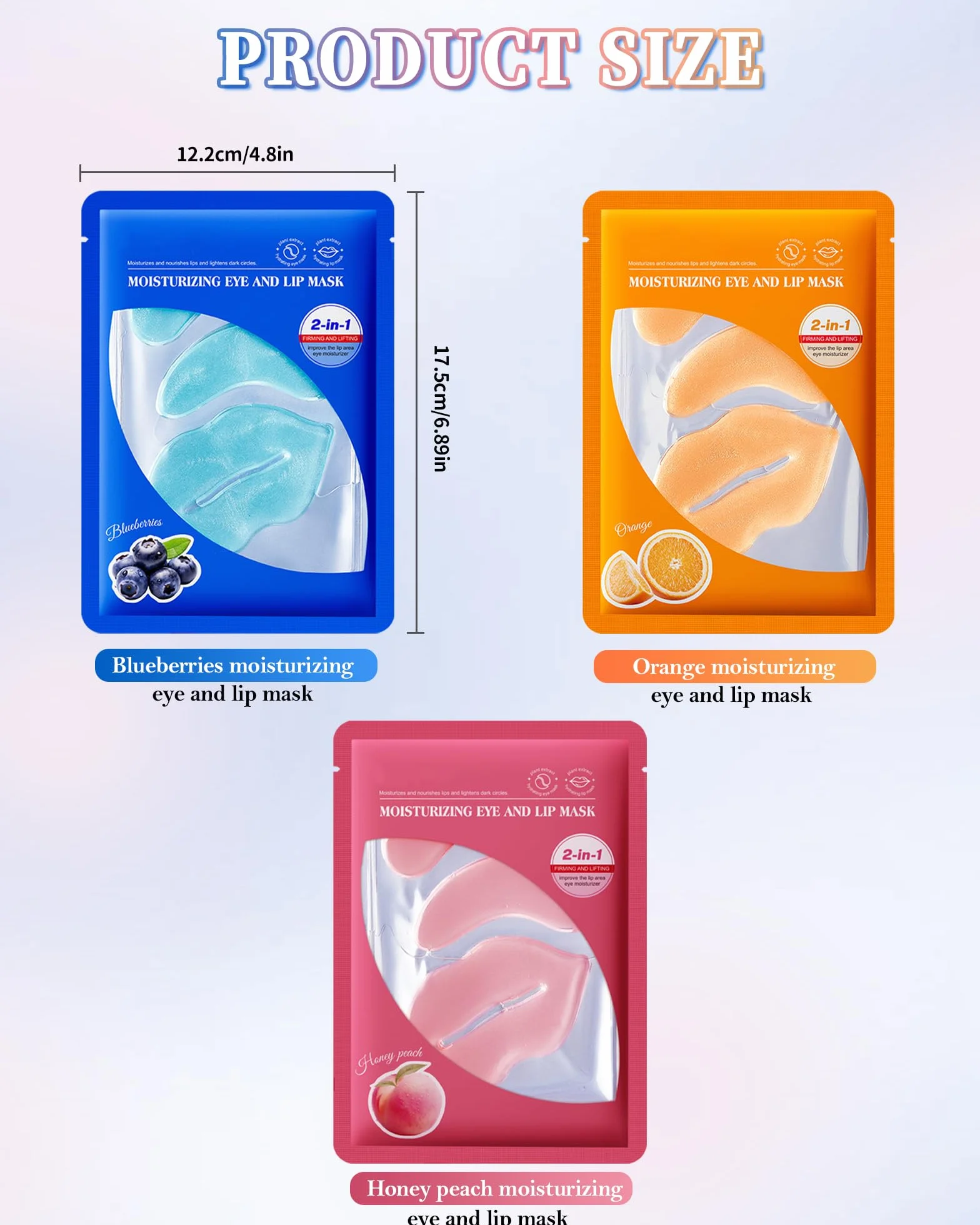 Lot de 8 Masques Yeux et Lèvres au Collagène Cristal Pêche Patchs Anti-Cernes Poches Rides Set Soins Cadeau Femme
