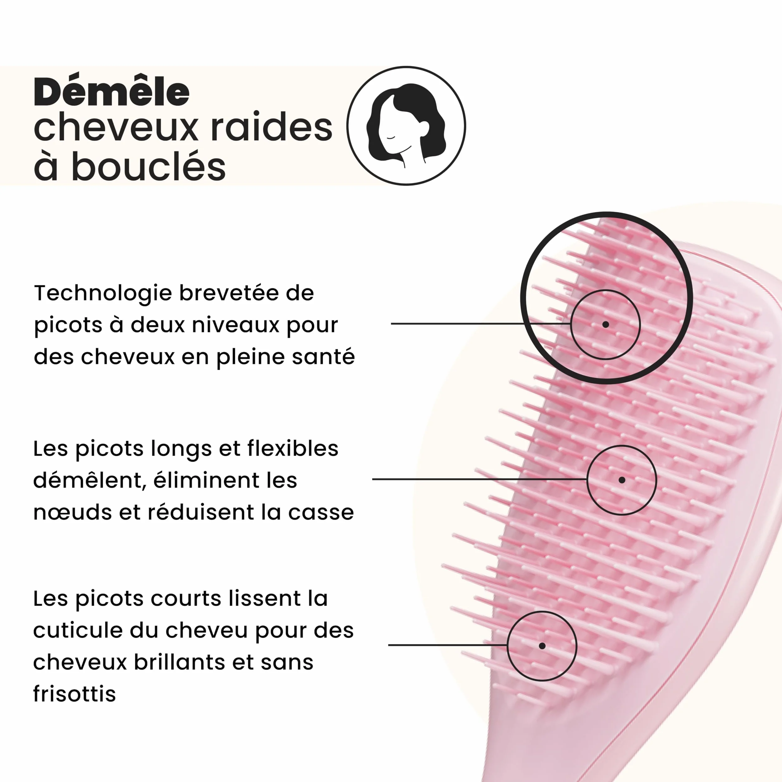 Tangle Teezer Mini Ultimate Detangler Brosse à Cheveux Démêlante Cheveux Secs Mouillés Rose Millennial
