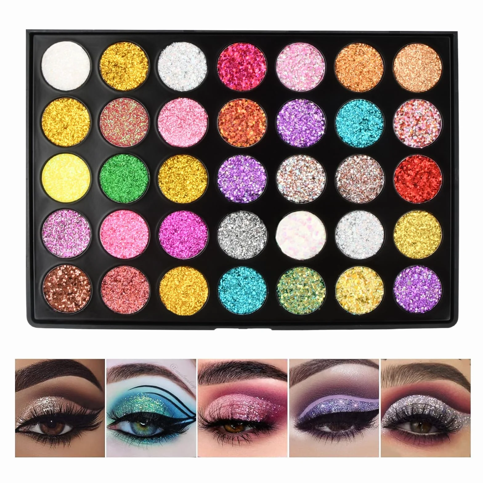 Palette Fard à Paupières Professionnel 35 Couleurs Glitter Yeux Longue Durée Scène