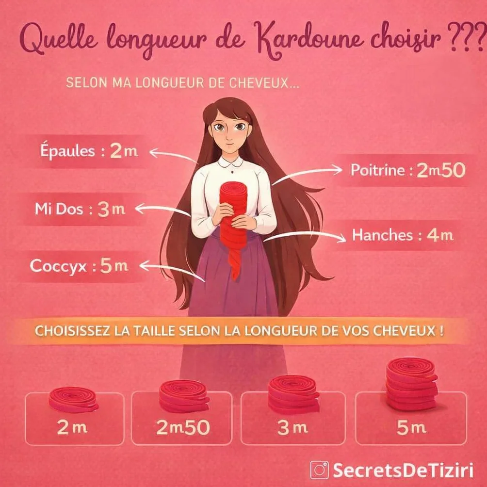 Kardoune Authentique Kabyle 3m 5m Enrouleur Inclus Ruban Protecteur Lisseur sans Chaleur Soin Naturel Anti-Frisottis Anti-Casse