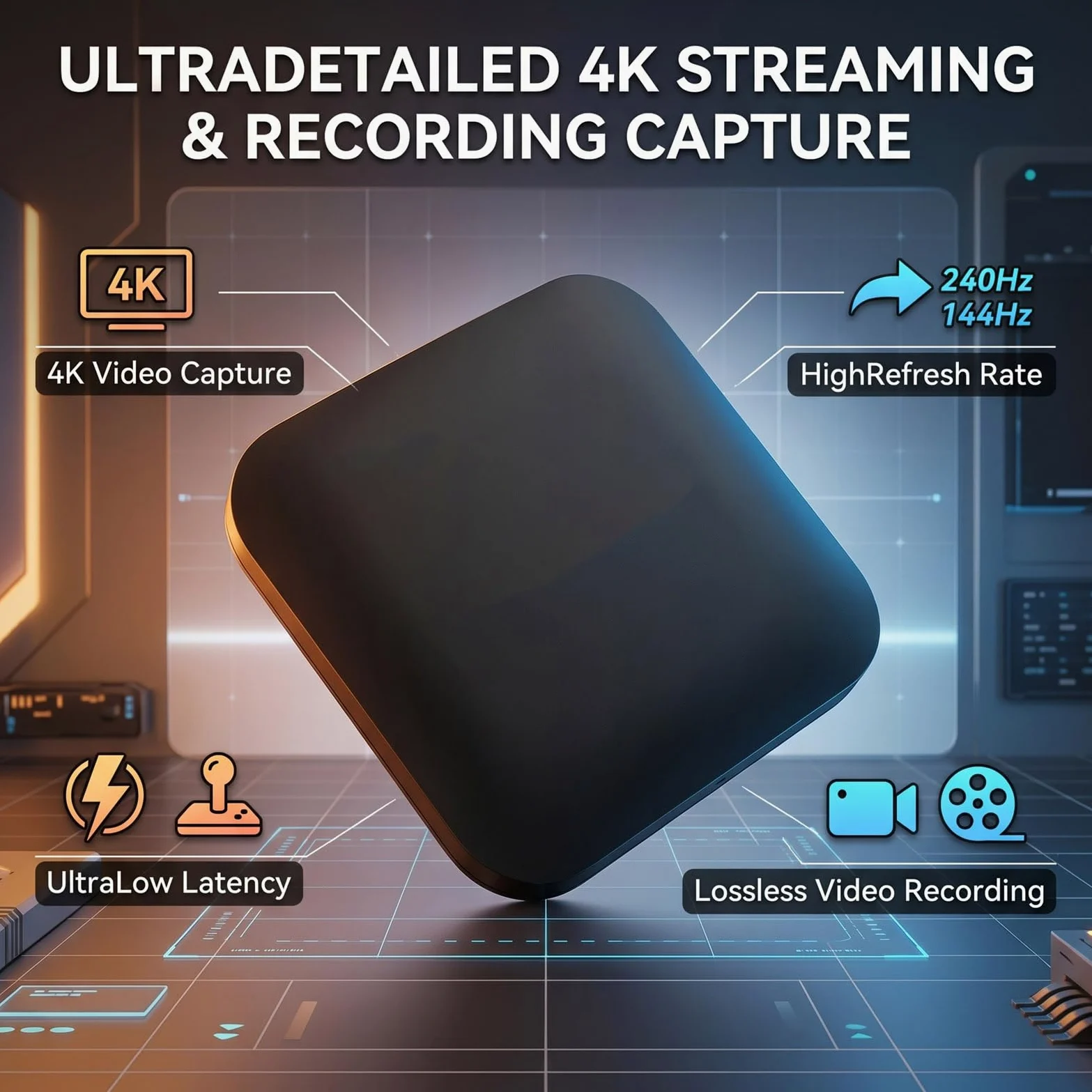 Annadue Carte de Capture Externe 4K pour P5, Série X/S, PC, Entrée 2160p60 HDR ou 1080p240, Carte de Capture Vidéo HDMI vers USB3.0 pour Le Streaming en Direct/Jeu, Latence Proche