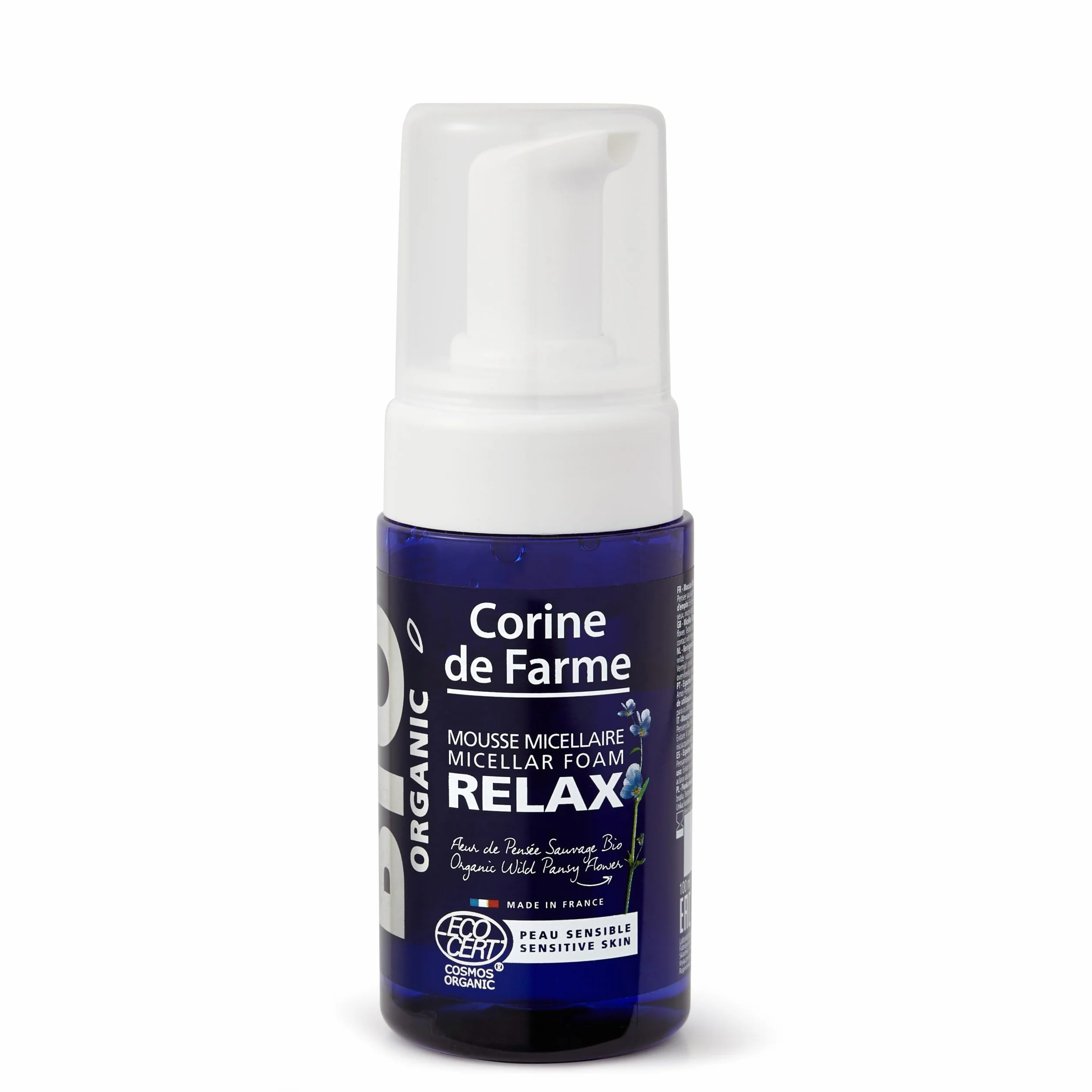 Corine de Farme Mousse Micellaire Relax Bio 100ml, Soin Visage Peaux Sensibles, Certifié ECOCERT COSMOS Organic