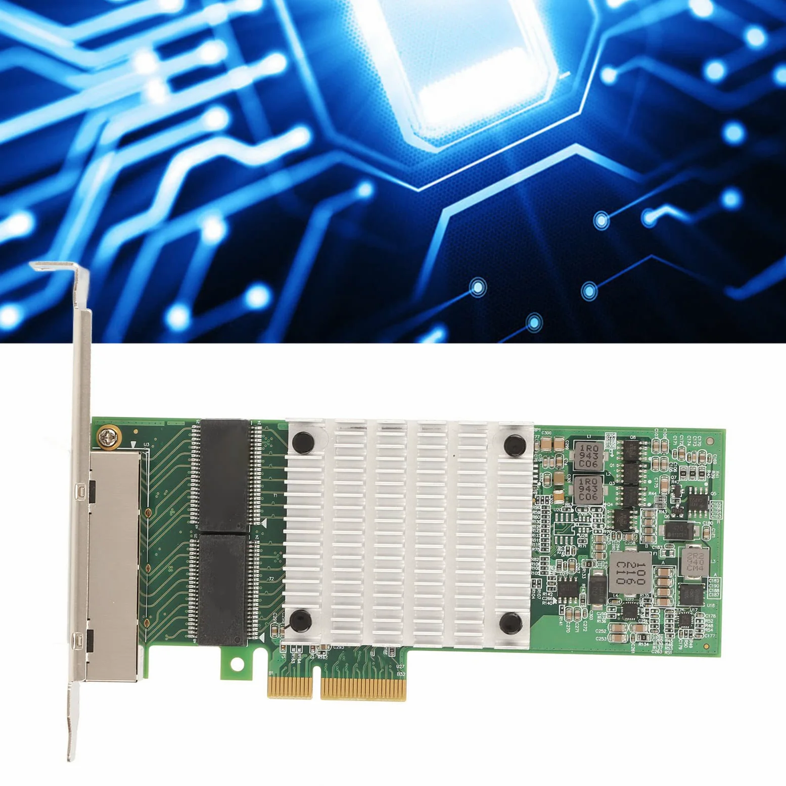 ASHATA Carte Réseau Gigabit PCIE 4 Ports, Deux pour Puce Intel I350, Ports RJ45, Carte Ethernet PCI Express pour Windows Server, Win7, XP, Vista et Linux