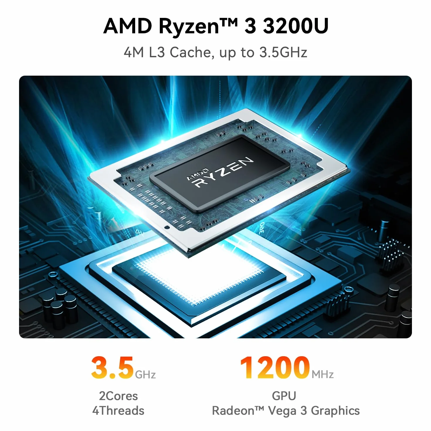 Beelink Mini PC SER3 Mini Ordinateur avec AMD Ryzen 3 3200U (2C/4T, jusqu'à 3,5 GHz), 8 Go So-DIMM DDR4 + 480 Go M.2 PCIe3.0x4 SSD, 4K HD/BT 5.0/Wi-FI 5/1000Mbps LAN/Dual HDMI/Dual écrans