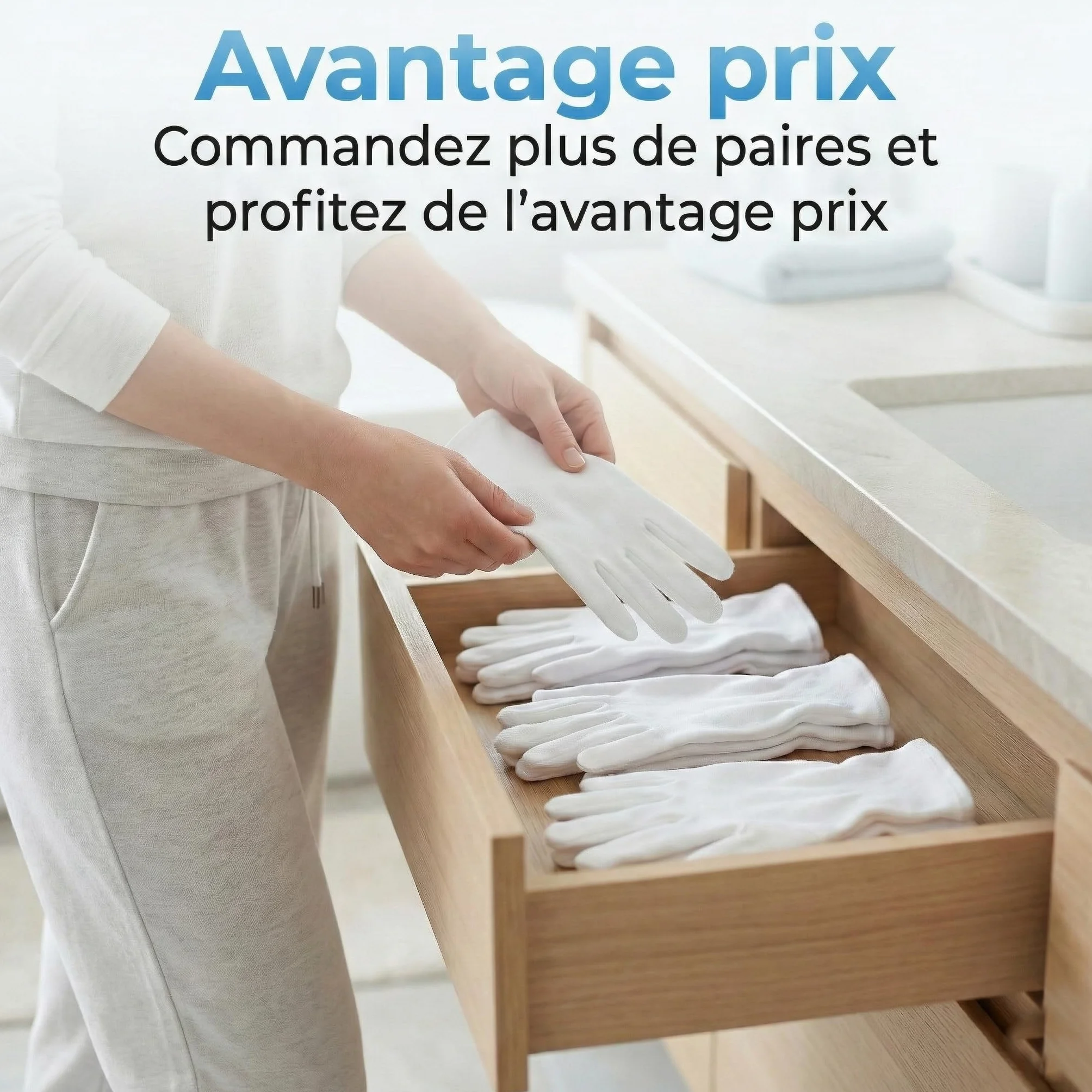 Gants coton dermatologique antistatique eczema hydratant main 3 paires M