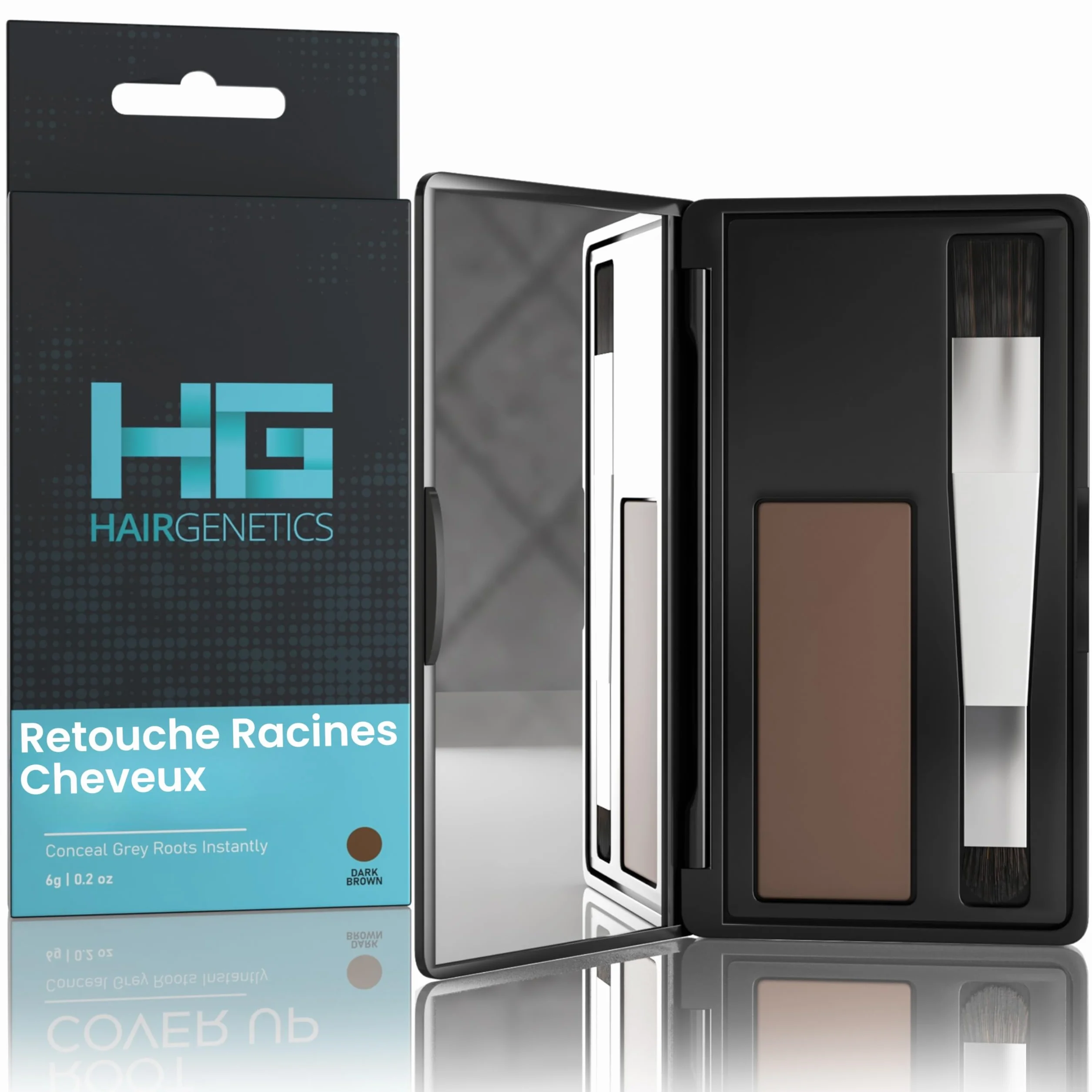 Hair Genetics Retouche Racines Cheveux - Coloration Cheveux Gris - Remplit les sourcils - Marron foncé