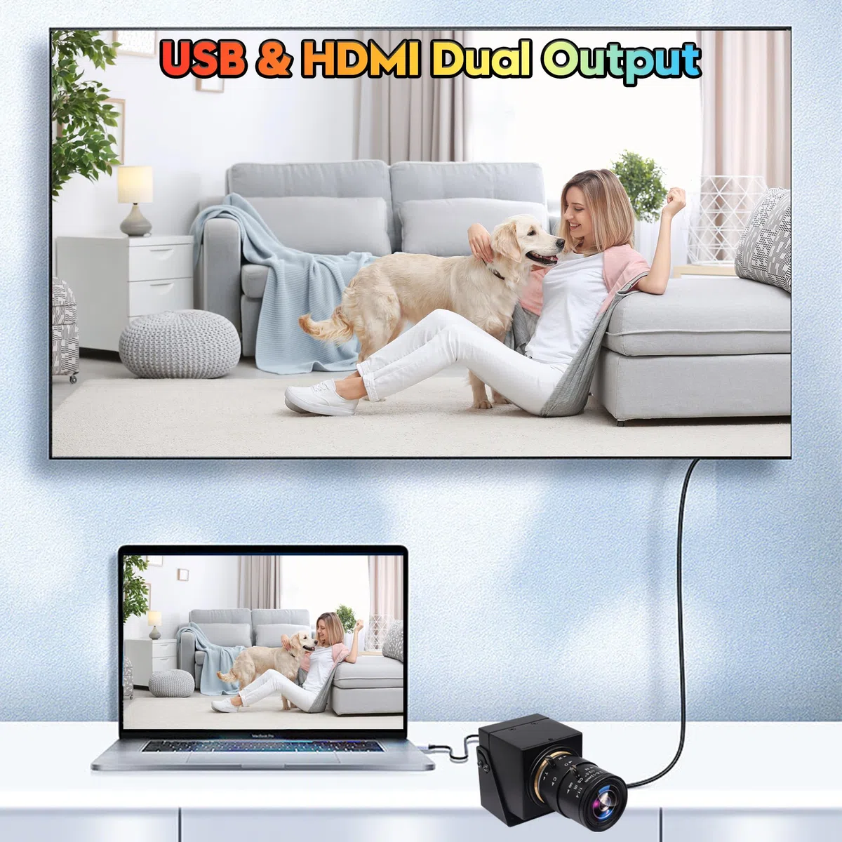 Svpro Caméra zoom USB HDMI 4K 60fps USB3.0 Mise au point manuelle avec objectif zoom optique 2,8-12 mm, caméra industrielle HD 8 MP H.264 60 fps pour ordinateur, moniteur, TV, projecteur