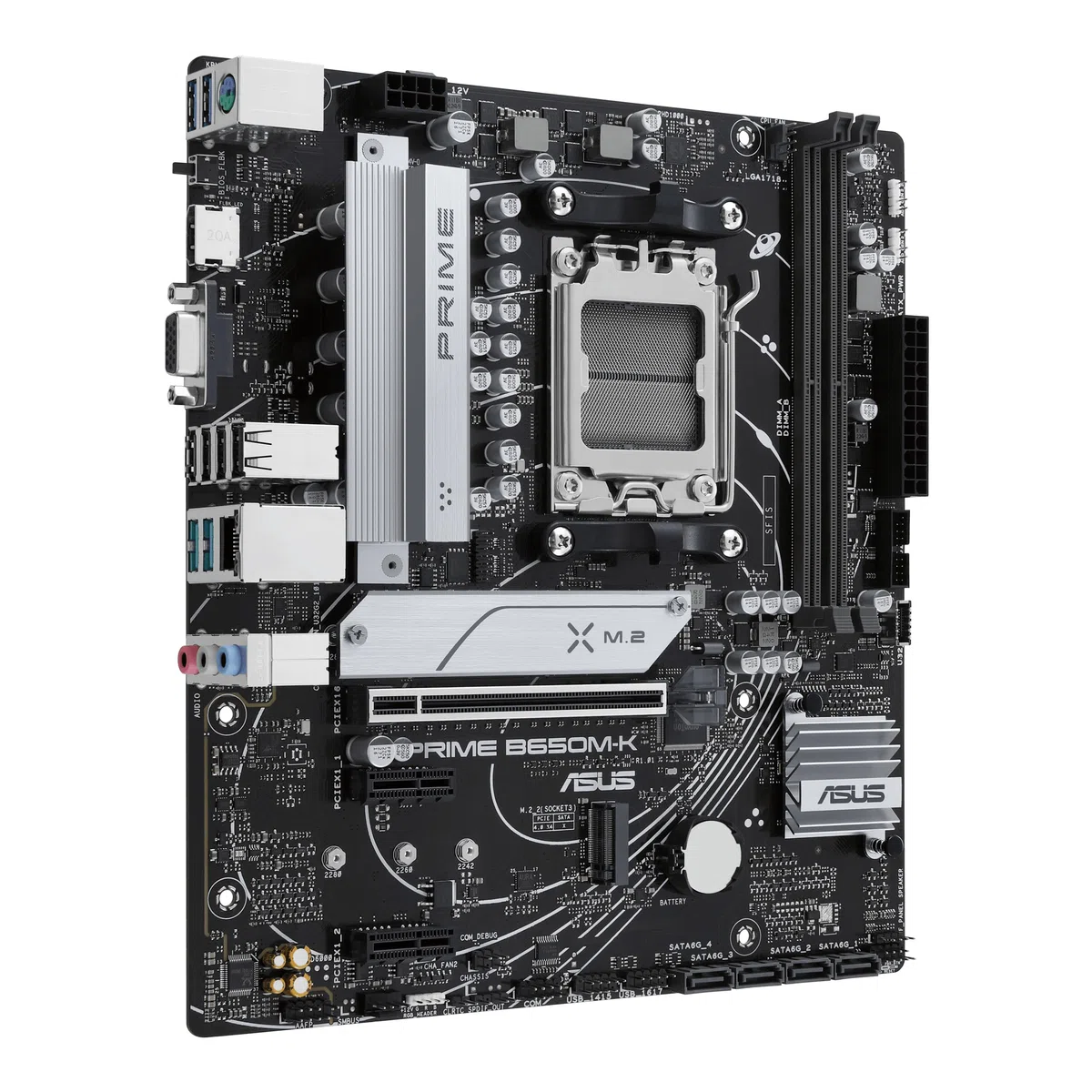 ASUS Prime B650M-K – Carte mère AMD Ryzen AM5 B650 Micro-ATX (DDR5, PCIe 5.0 M.2 Support, 2.5Gb Ethernet, HDMI, VGA, USB 3.2 Gen 2 arrière, USB 3.2 Gen 1 Type-C Avant, Aura Sync RGB)