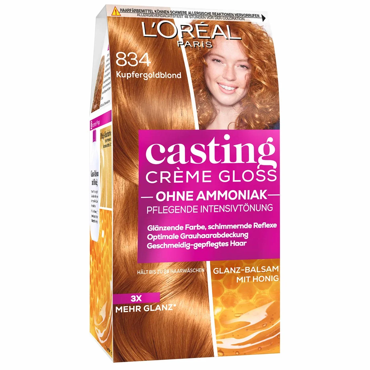 L'Oréal Crème Coloration Gloss 834 Cuivre Or Blond, 1 unité