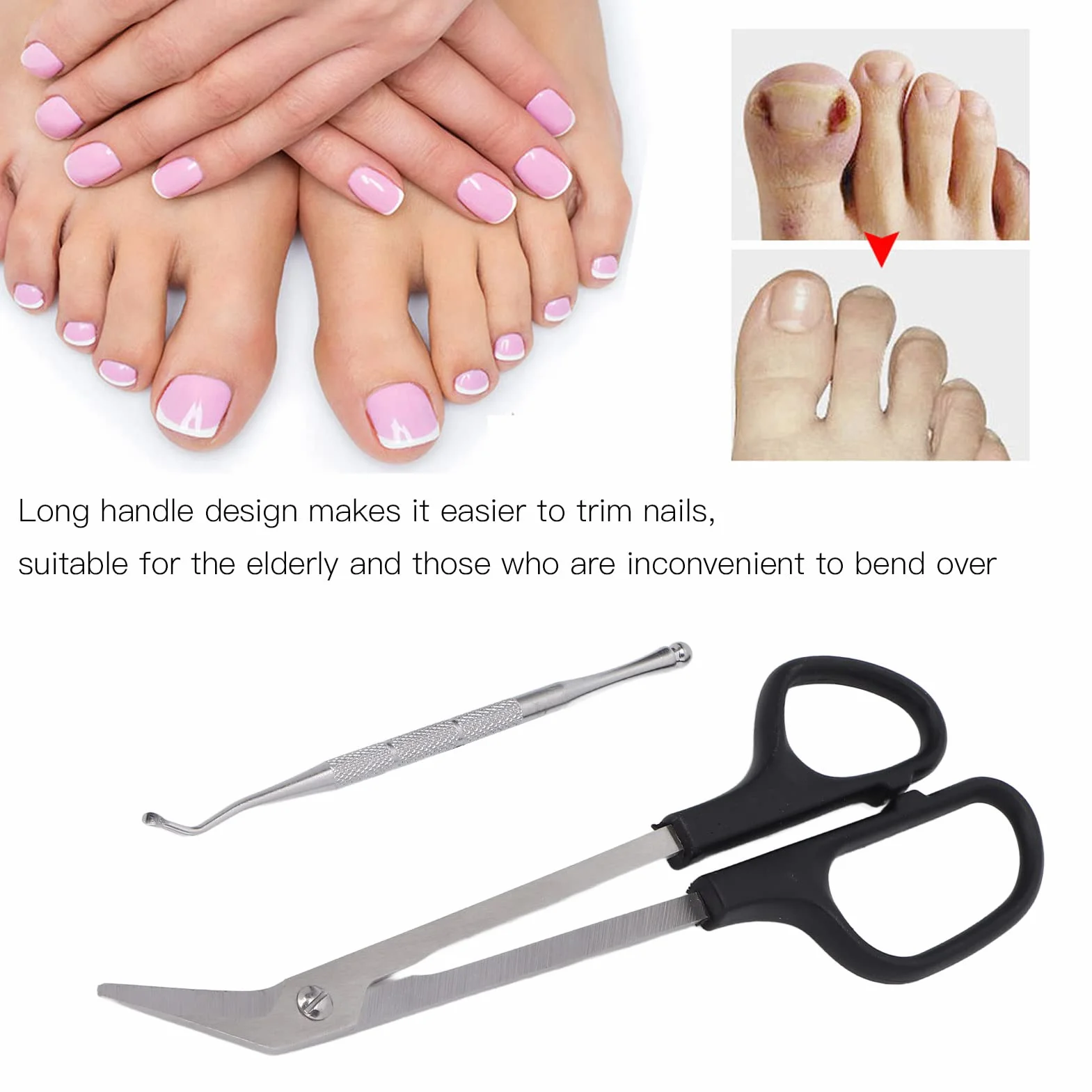 Ciseaux à Ongles à Longue Portée, Coupe-ongles Ergonomique pour Adultes et Personnes Âgées
