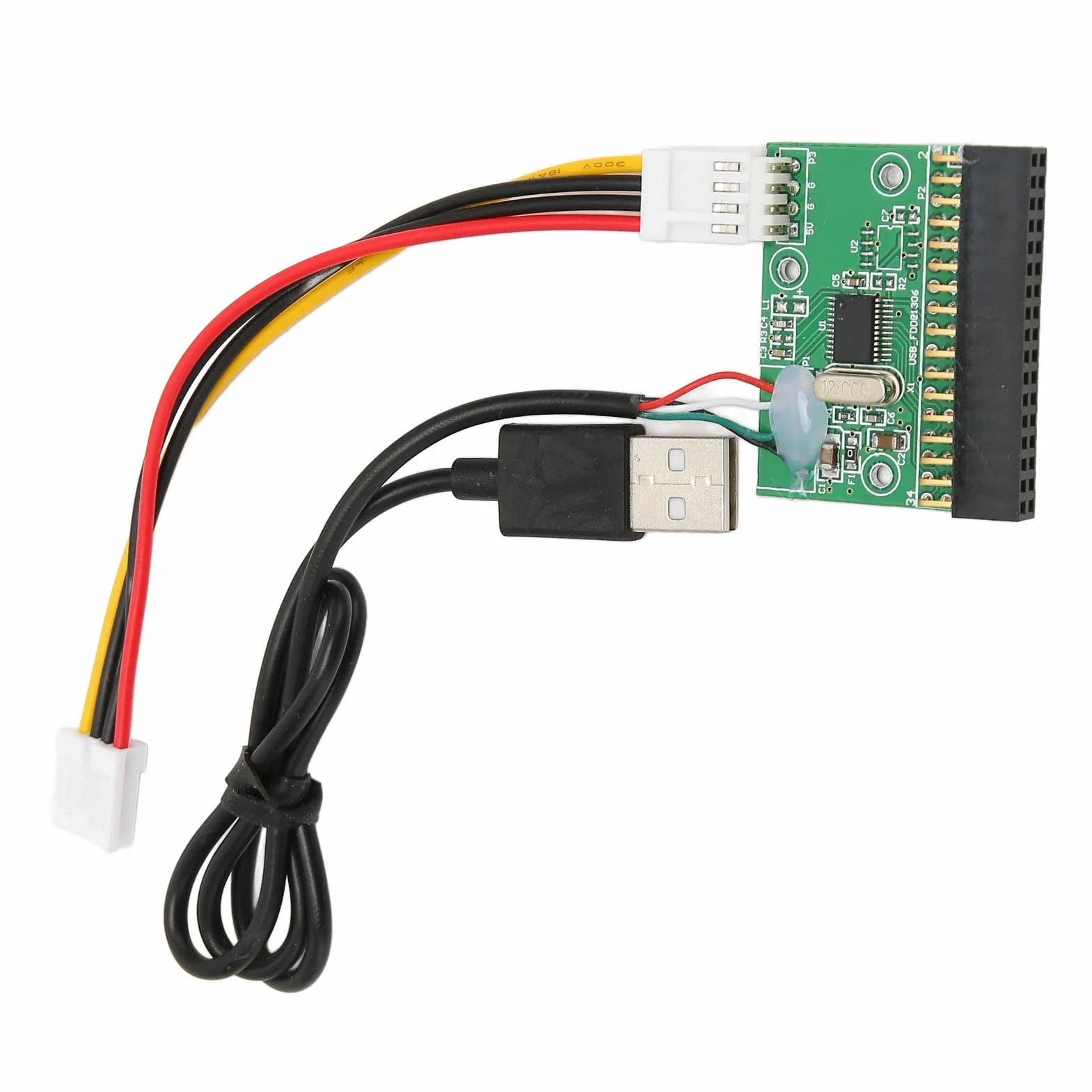 Denash Adaptateur Connecteur Lecteur Disquette 1,44 Mo 3,5 Pouces 34 Broches USB PCB Plug and Play