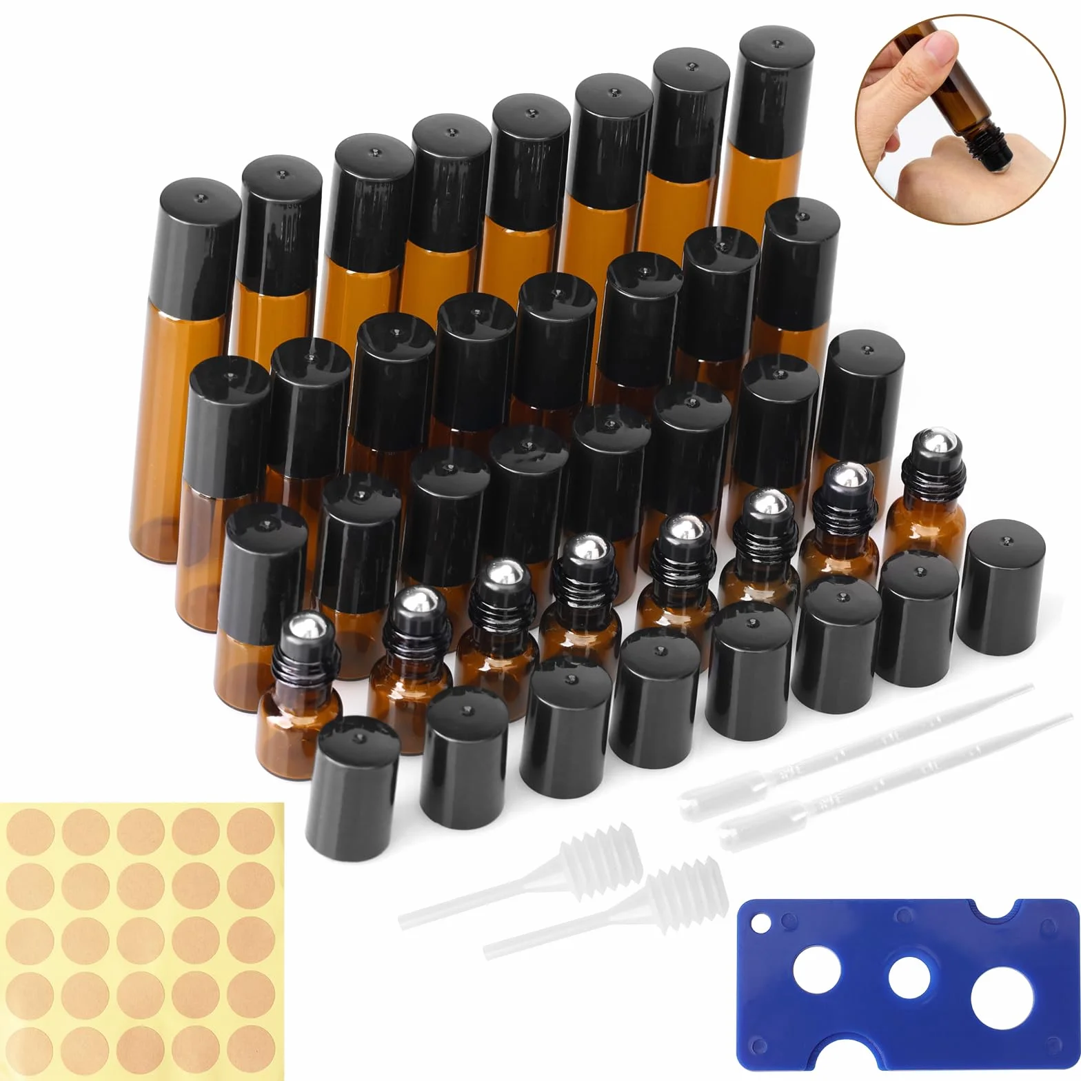 32 Flacon Huile Essentielle Vide 2/3/5/10ML Cosmetic Roller Bottle Fragrance Roll On