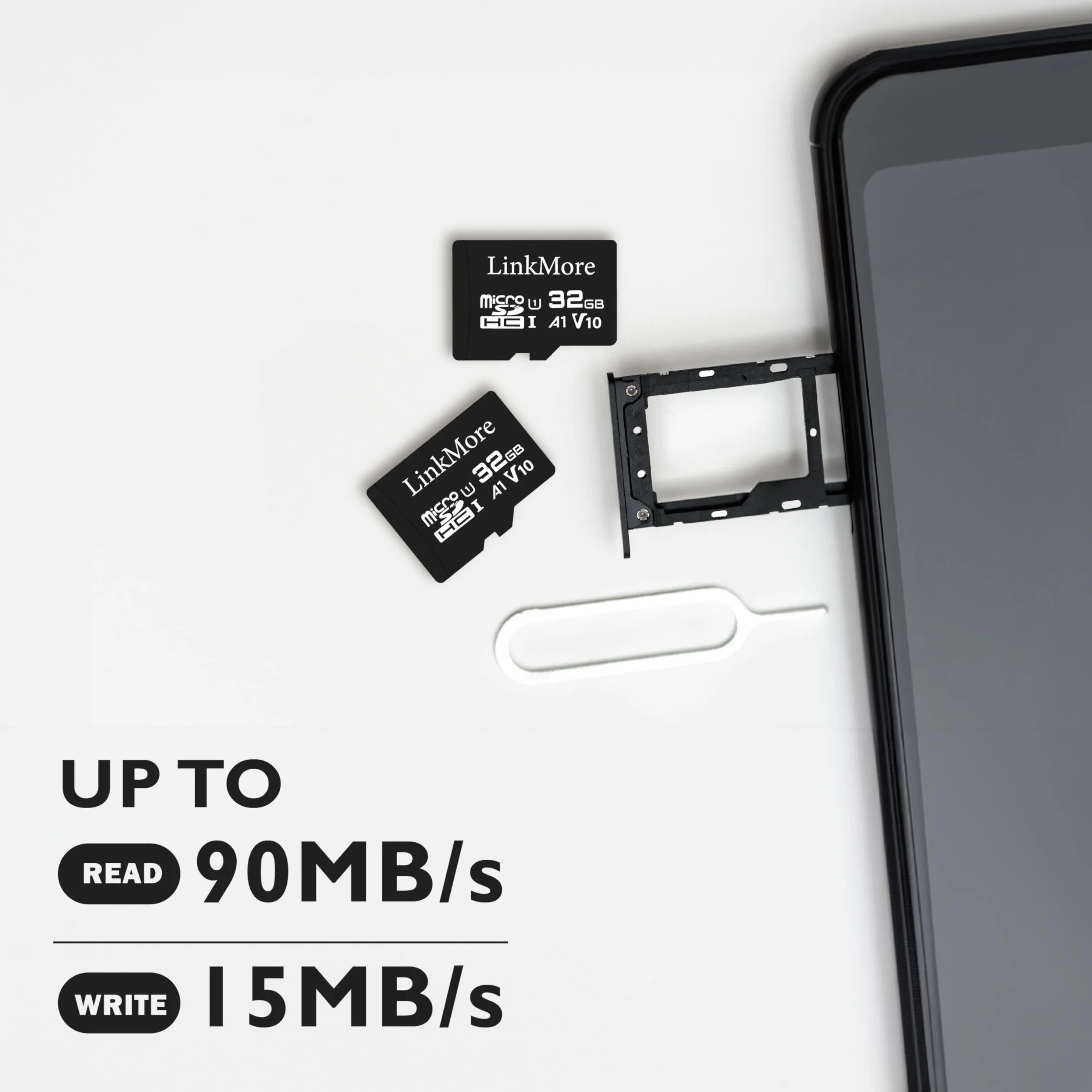LinkMore XV11 32GB MicroSD Memory Card A1 UHS-I U1 V10 Class 10 90 MB/s SD Adapter